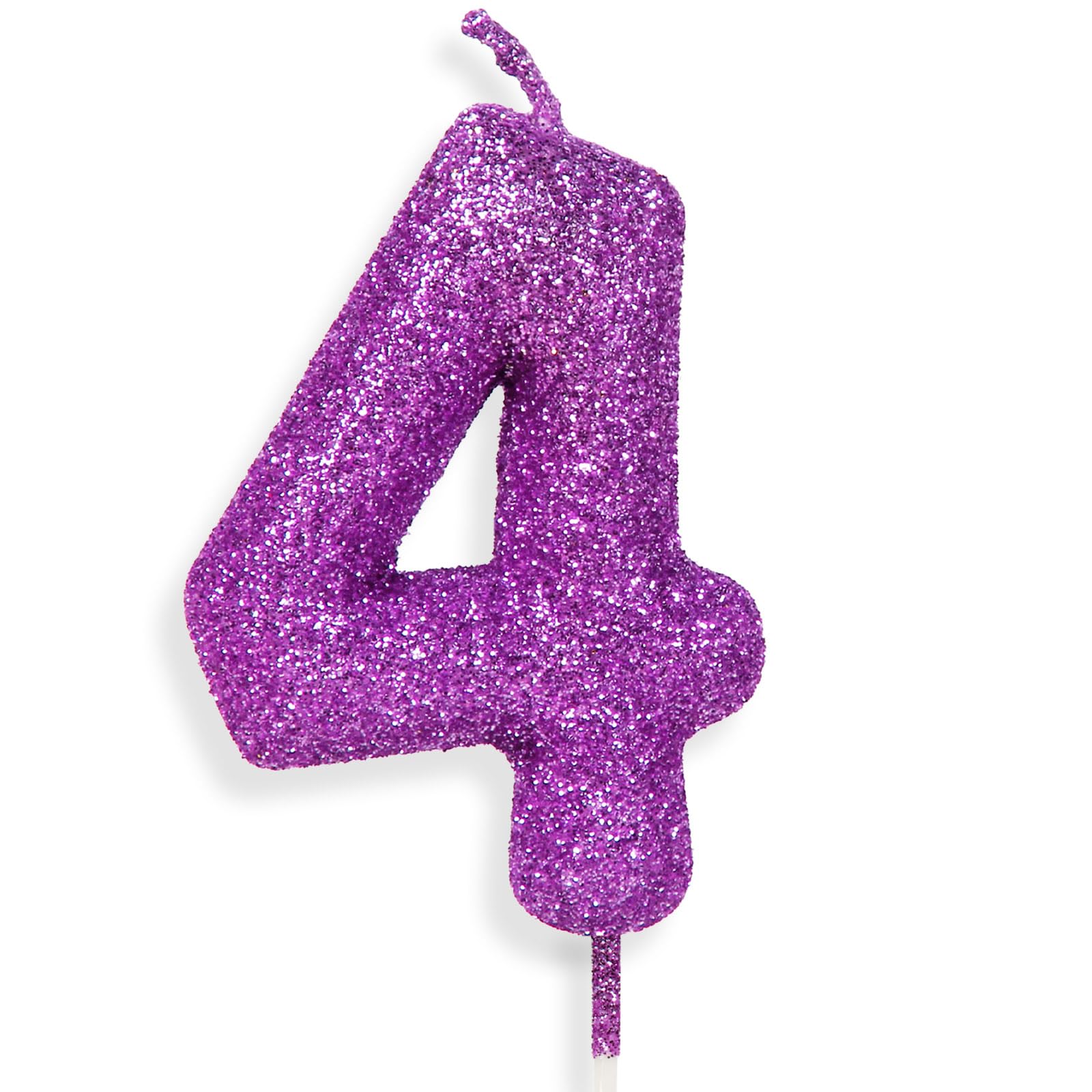 4th Birthday Candles - Sparkling Purple & Pink Number Cake Toppers for Girls Birthday Party, Wedding, Anniversary Decorations | Perfect for Cake Decor, Dessert Table, and Celebration Supplies