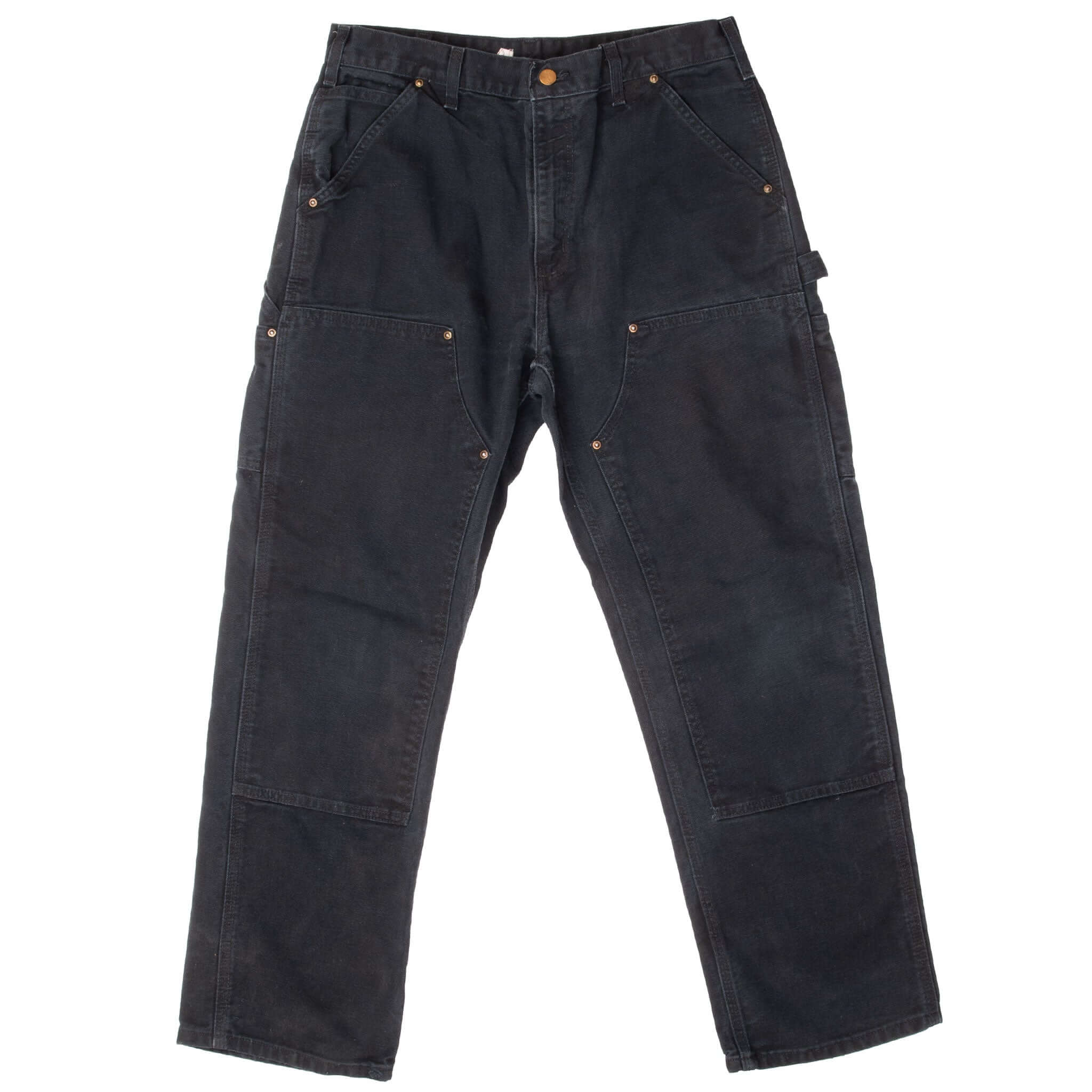 Vintage Carhartt Carpenter Double Knee Work Pants Black 33x29 - Durable Workwear for Construction, Farming & Outdoor Activities