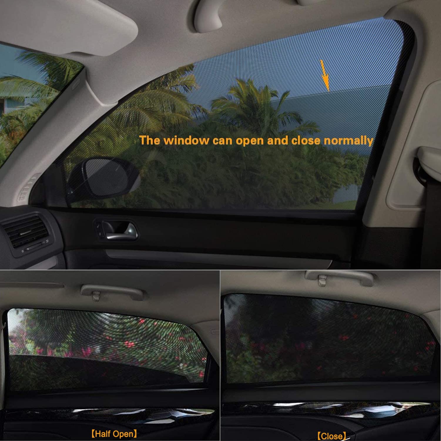 Car Window Mosquito Net for Camping - UV Protection & Breathable Mesh (2pcs) - Keep Bugs Out While Driving