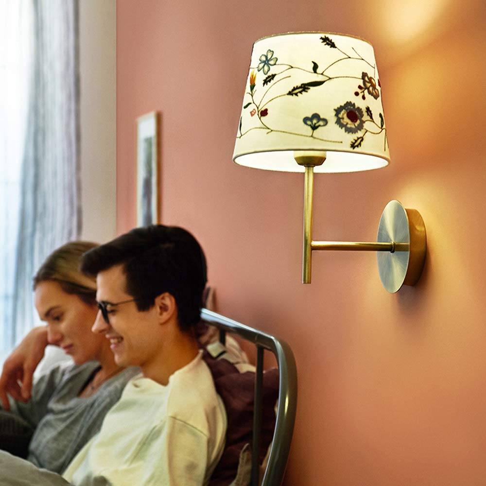 Nordic Modern Wall Sconce - E27 Fabric Wall Lamp for Living Room, Bedroom & Hotel Decor | Warm Reading Light & Night Lamp | Simple & Artistic Wall Mounted Lighting Fixture for Cozy Ambiance
