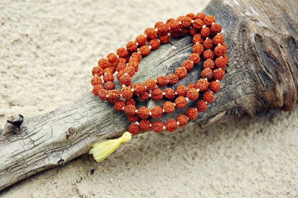 8mm Authentic Rudraksha Bead Mala - 108 Prayer Beads for Meditation, Yoga & Spiritual Healing | Handcrafted Hindu Buddhist Prayer Necklace