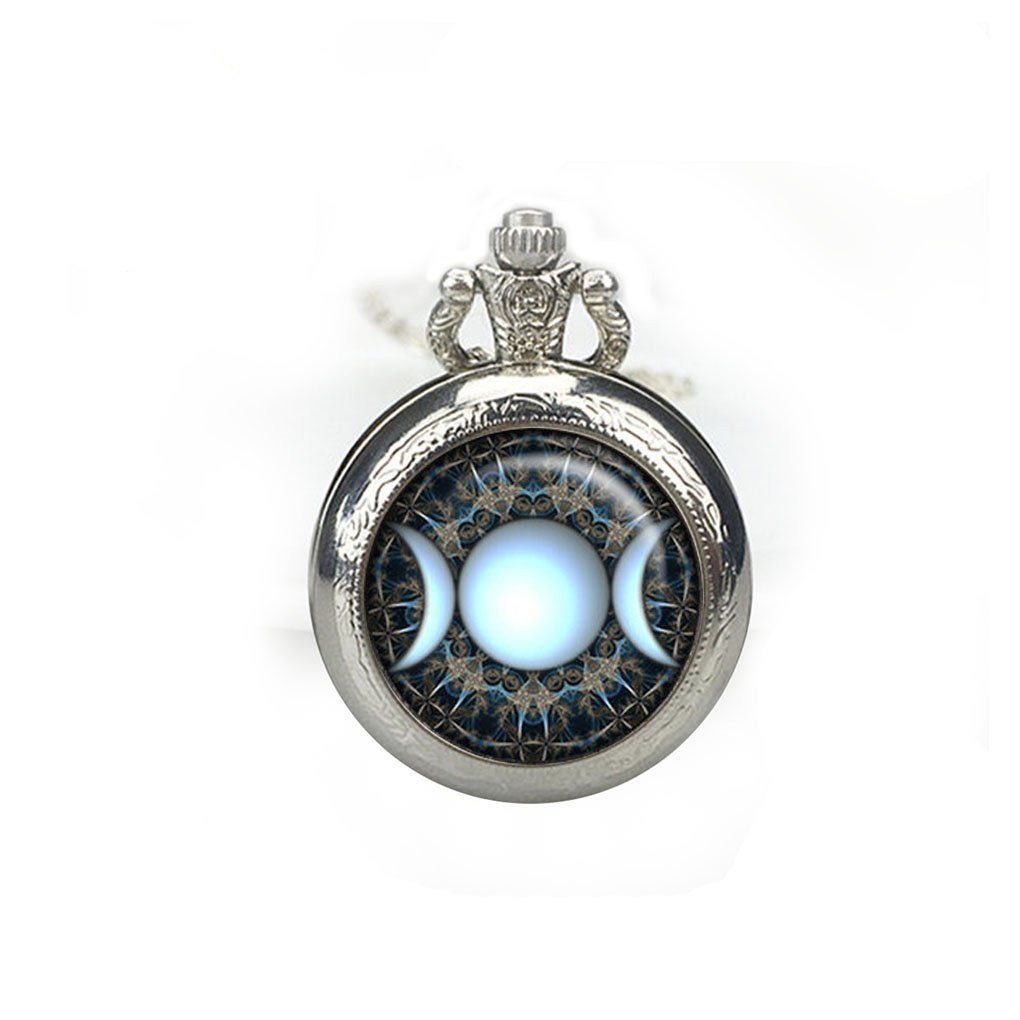 Diysetar Triple Goddess Watch Pendant - Wiccan Moon Goddess Jewelry Necklace for Women - Perfect for Wiccan Rituals, Pagan Ceremonies & Spiritual Gift Giving