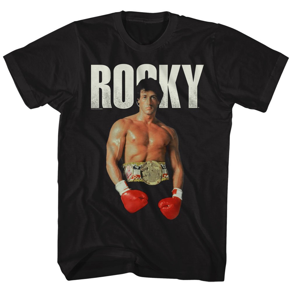 Rocky Men's Stand T-Shirt - Large Size Black Cotton Crew Neck Tee for Casual Wear, Gym & Everyday Outfits