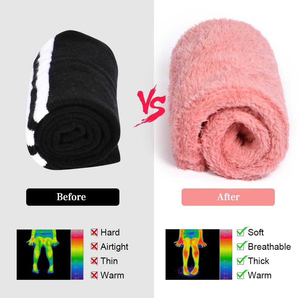 Flintronic Plush Slipper Socks for Women - Cozy Knee-High Warm Fuzzy Winter Sleeping Socks with Non-Slip Sole | Perfect for Home, Lounge & Cold Weather Comfort