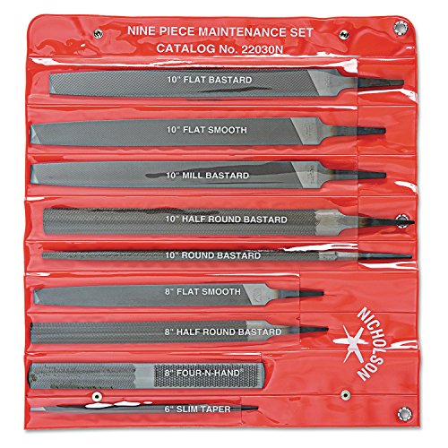 Nicholson 22030NN 9-Piece Maintenance Pouched File Set - High-Quality Metal Files for Woodworking, Metalworking & DIY Projects | Perfect for Sharpening, Smoothing & Finishing Surfaces
