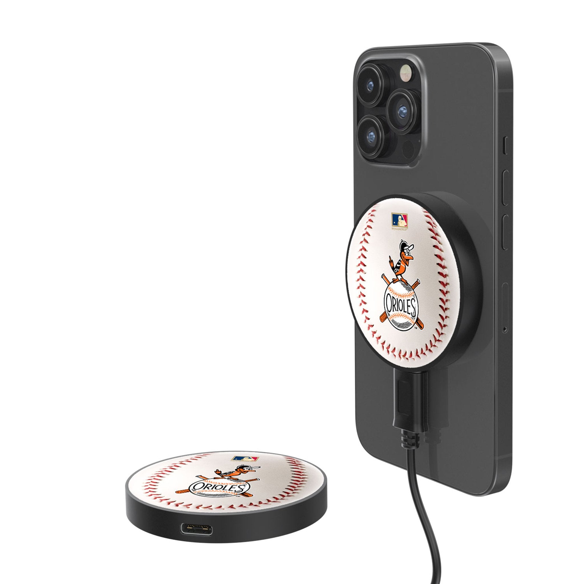 Baltimore Orioles 1954-1963 Cooperstown Collection Baseball 15W Wireless Magnetic Charger - Perfect for Home, Office & Travel Charging