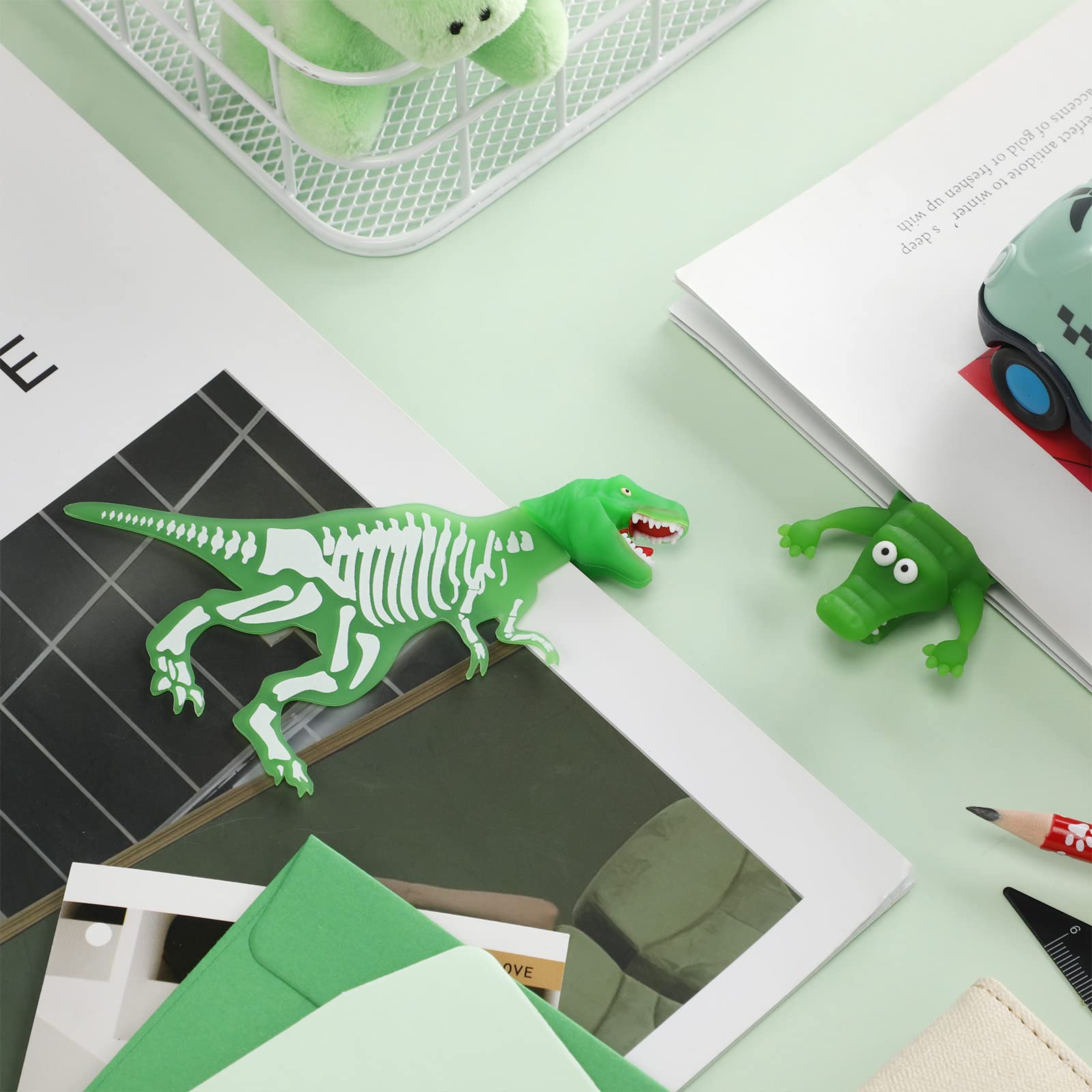 3D Luminous Shark & Dinosaur Bookmarks for Kids - Cool School Supplies for Reading