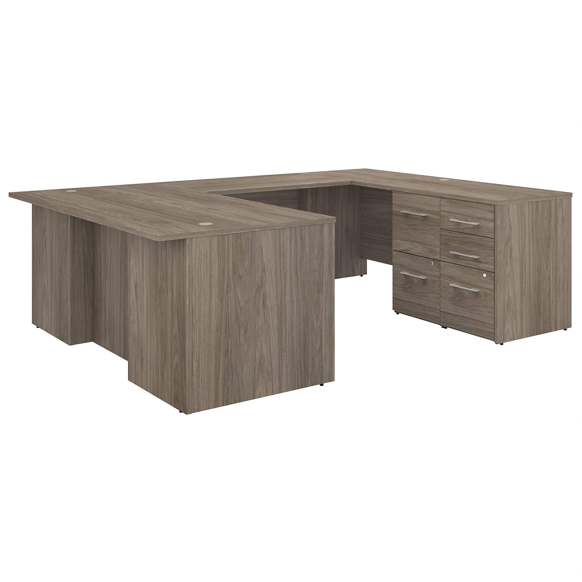 Bush Business Furniture Office 500 U-Shaped Executive Desk with Drawers - 72 Inch Wide Modern Hickory Workstation for Home Office & Corporate Spaces