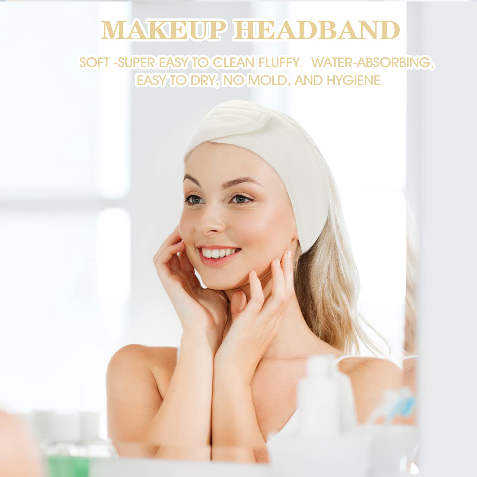 Adjustable Microfiber Spa Headband for Women & Girls - Stretchable Skincare Hair Band for Face Washing, Makeup, and Beauty Routine (Milky White) - Perfect for Spa, Skincare, and Relaxation at Home