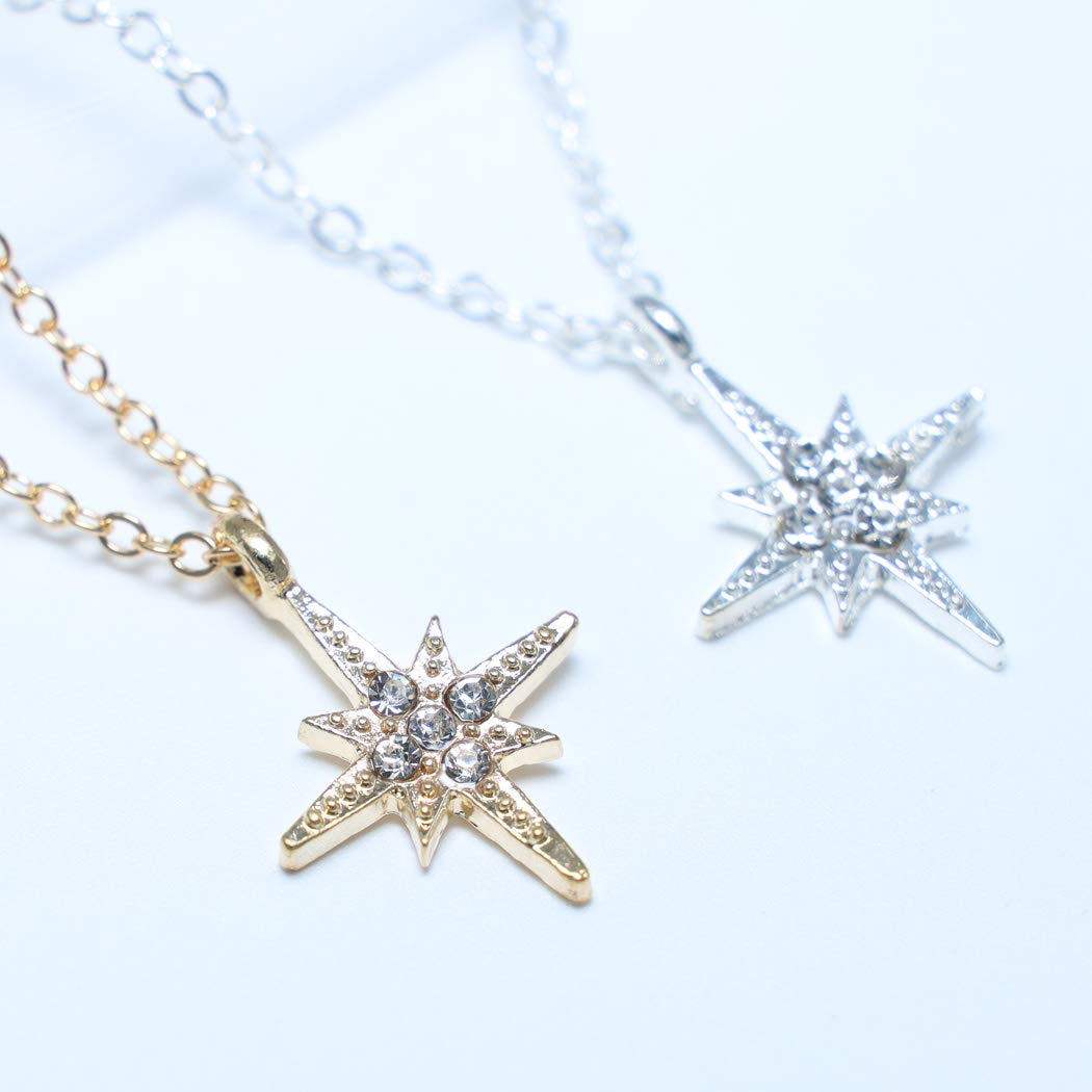 TseanYi Gold North Star Pendant Necklace - 18K Gold Plated Layering Choker Necklace for Women & Girls | Perfect for Layered Jewelry Looks, Boho Fashion & Everyday Wear