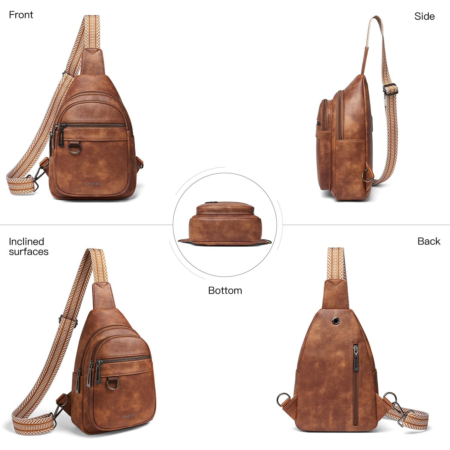 7L Vegan Leather Sling Bag for Women & Men - Crossbody Fanny Pack, Shoulder Bag, Anti-Theft Travel Purse - Perfect for Gym, Hiking, Commuting & Daily Use
