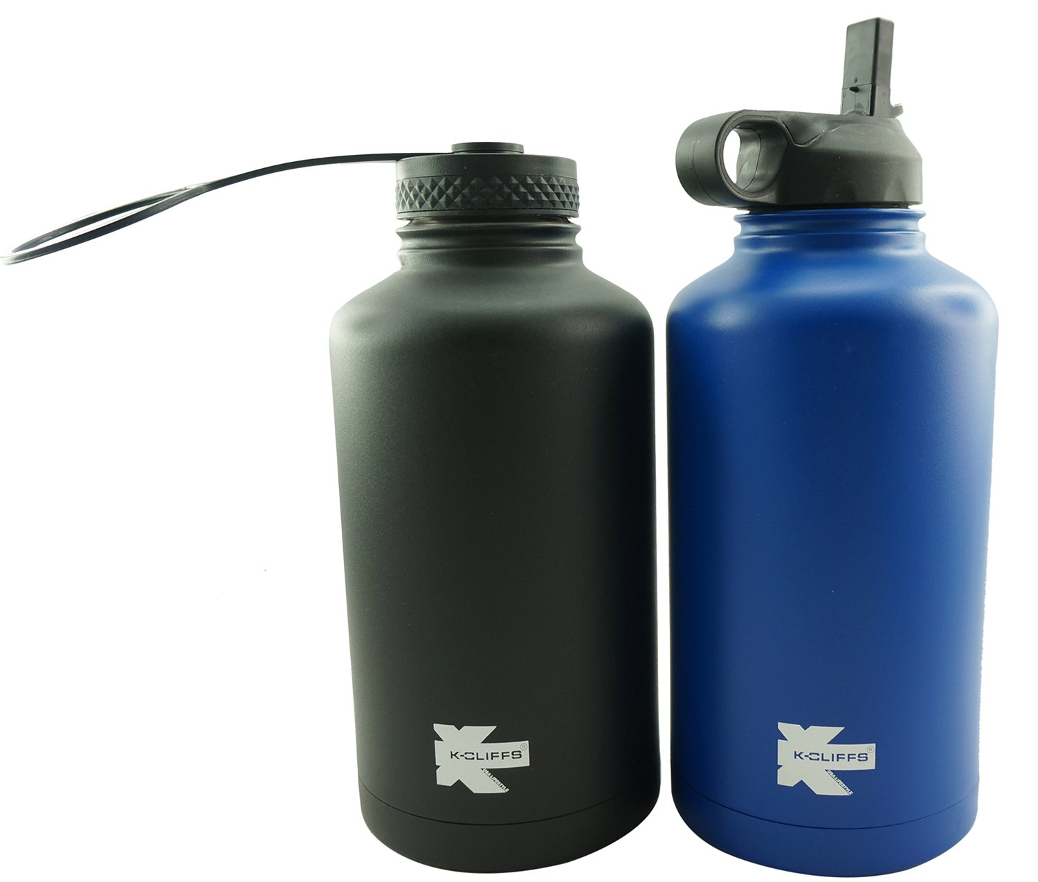 K-Cliffs Double Wall Vacuum Insulated Stainless Steel Water Bottle - 20oz/500ml BPA Free Sports & Travel Thermo Flask with 3 Lids (Straw, Coffee, Sport Cap) - Perfect for Gym, Hiking, Office & Outdoor Activities