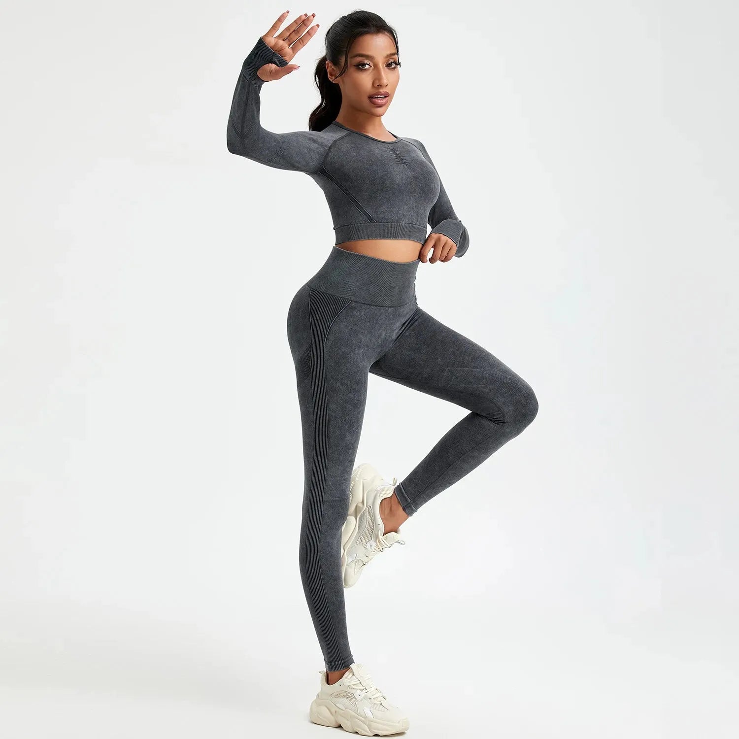 Women's Autumn Wash Skinny Stretch Sport Pants Set - Comfortable Activewear for Yoga, Running & Gym Workouts