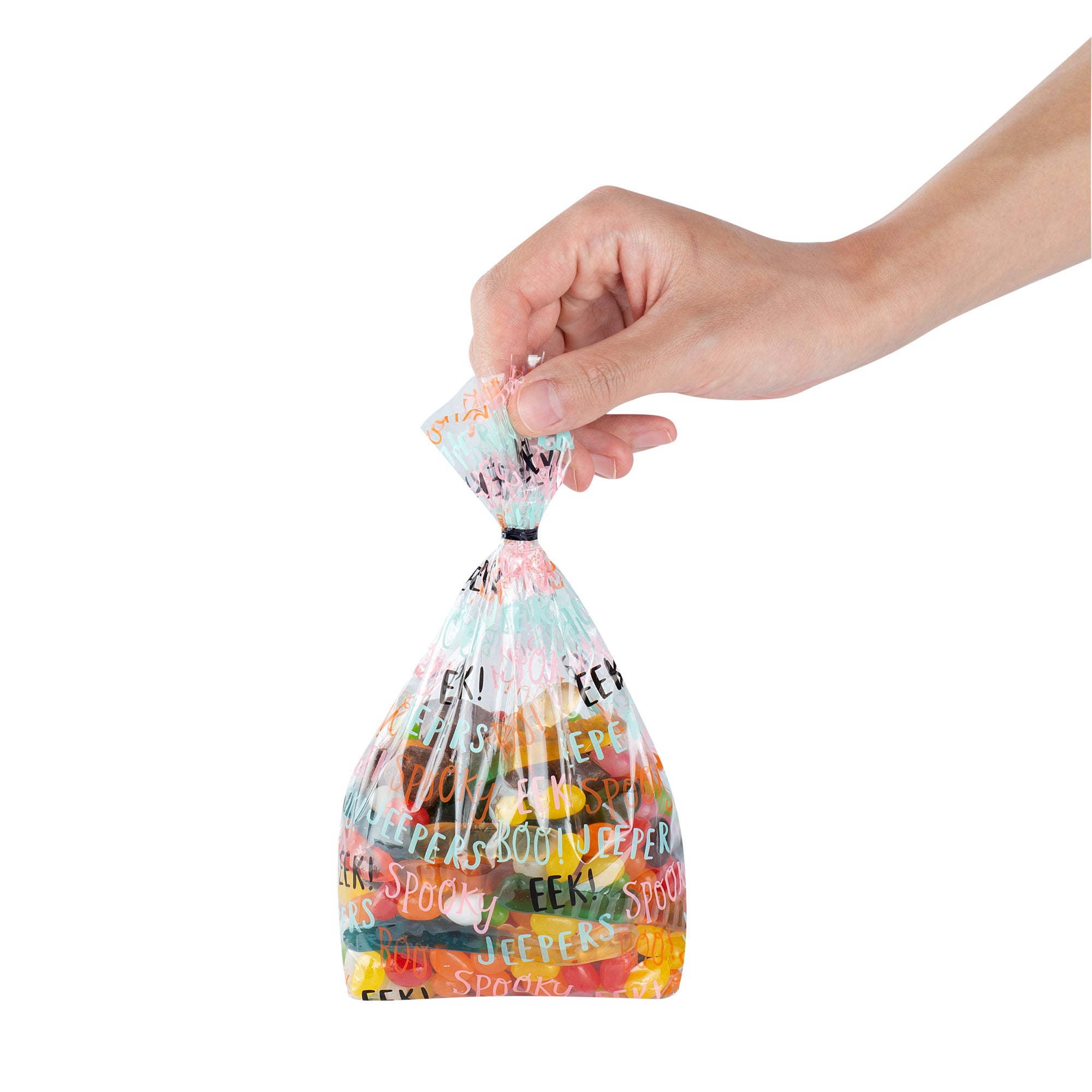 Halloween Plastic Candy Bags with Words - 4 x 2 x 9.5 Inch Gusseted Treat Bags (4000 Count Bulk Box) - Perfect for Trick-or-Treat, Party Favors & Candy Packaging