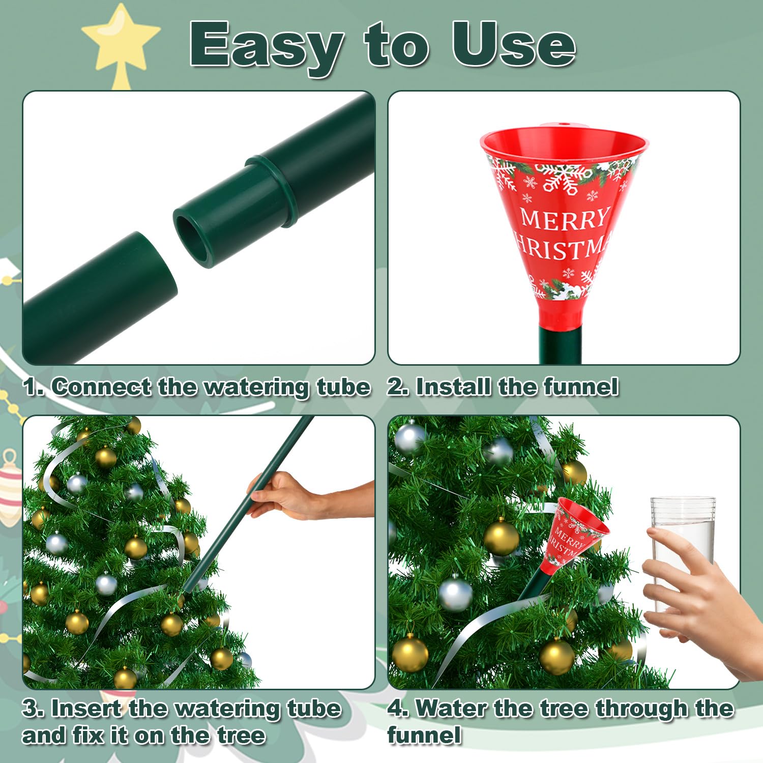 **Christmas Tree Watering System - 39in Xmas Tree Watering Funnel & Tool for Indoor & Outdoor Trees | Easy Holiday Tree Care & Maintenance**    *(Use Case: Perfect for hassle-free watering of real Christmas trees, keeping them fresh throughout the holiday season, both indoors and outdoors.)*