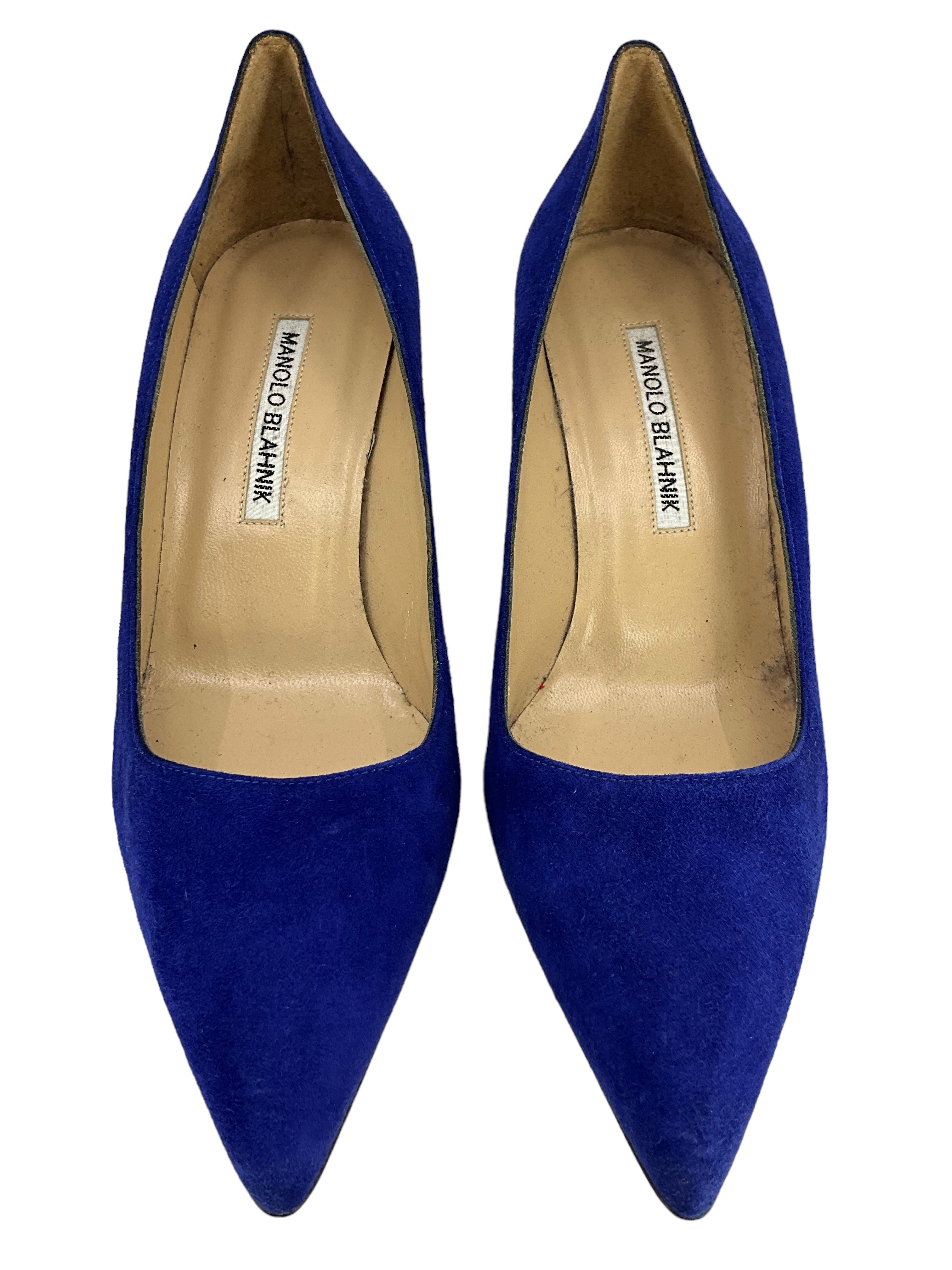 Manolo Blahnik BB Suede Pumps Women's Size 7.5 - Elegant High Heels for Weddings, Parties & Office Wear