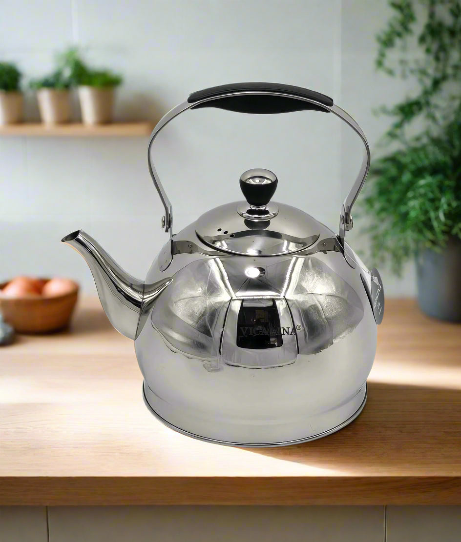 2L Stainless Steel Tea Kettle with Whistle - Fast Boiling, Durable & Safe for Stovetop - Perfect for Home, Office & Camping Use
