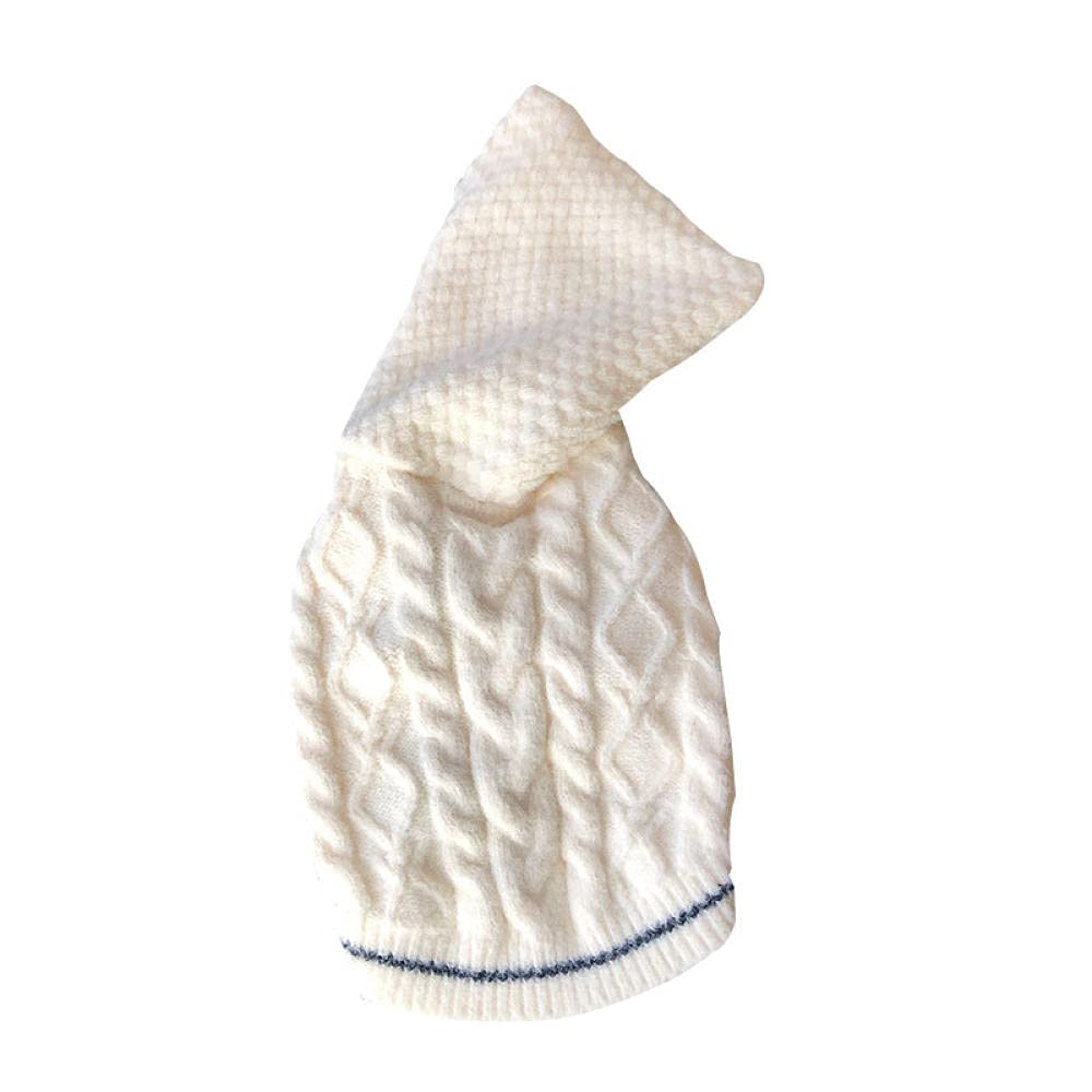 Warm Hooded Dog Sweater for Large & Fat Dogs - Cozy Winter Pet Clothes with Twist Design, White XL | Perfect for Cold Weather Walks & Indoor Comfort