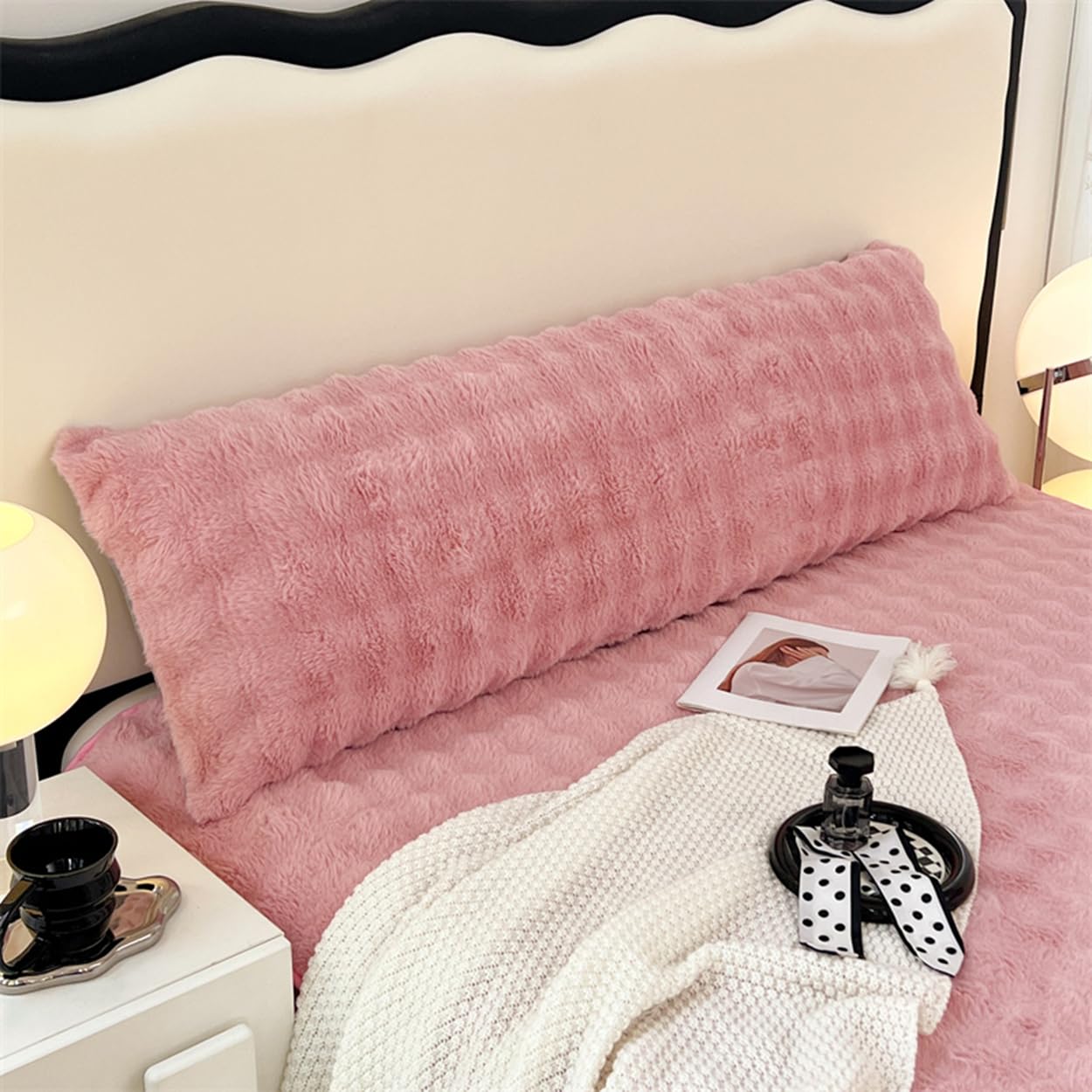 Luxury Super Soft Faux Rabbit Fur Body Pillow Cover - 19