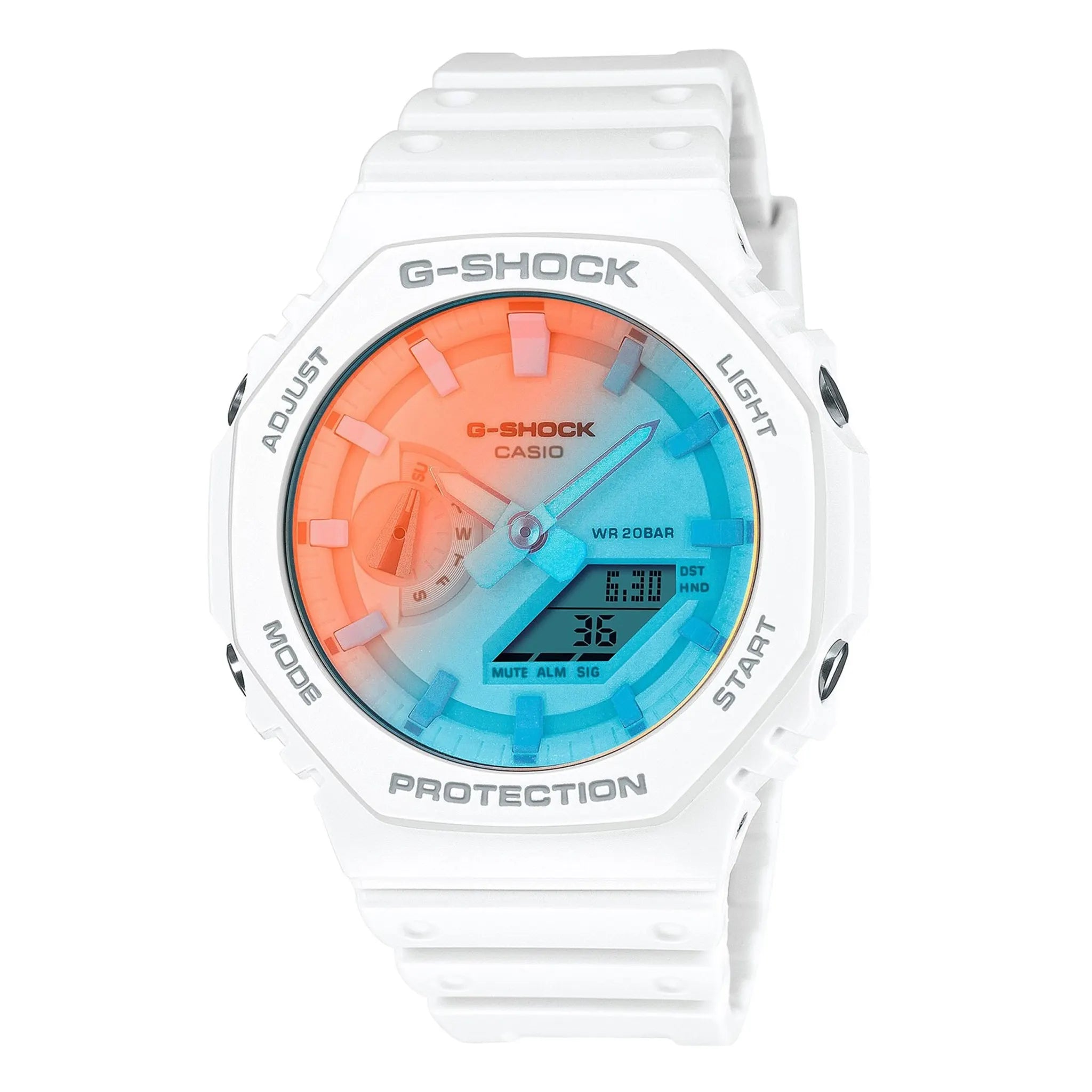 Casio G-Shock GA-2100TL-7AER White Digital Sport Watch for Men - Durable Shock Resistant Analog-Digital Display - Perfect for Outdoor Activities, Running & Sports
