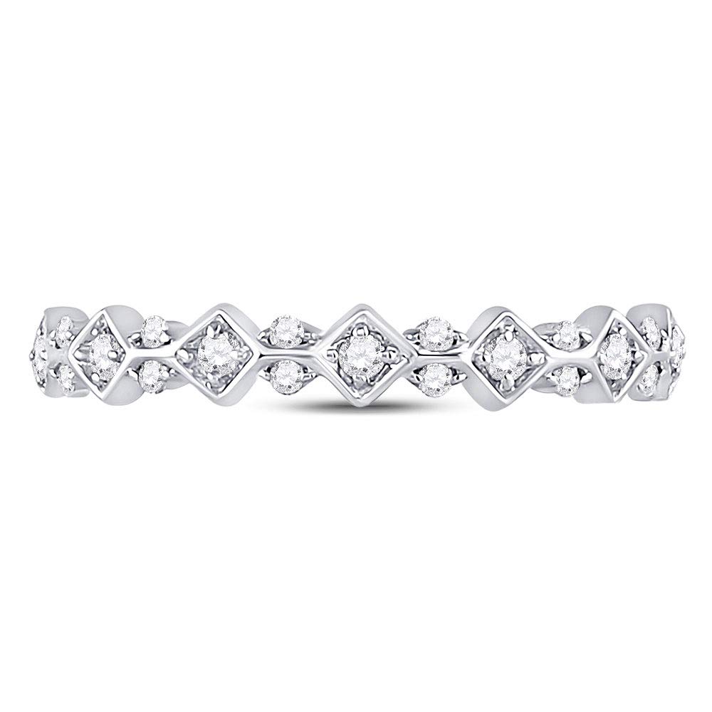 10K White Gold Women's Round Diamond Stackable Band Ring - 1/6 CTTW - Perfect for Wedding Bands, Anniversary Gifts & Everyday Elegance