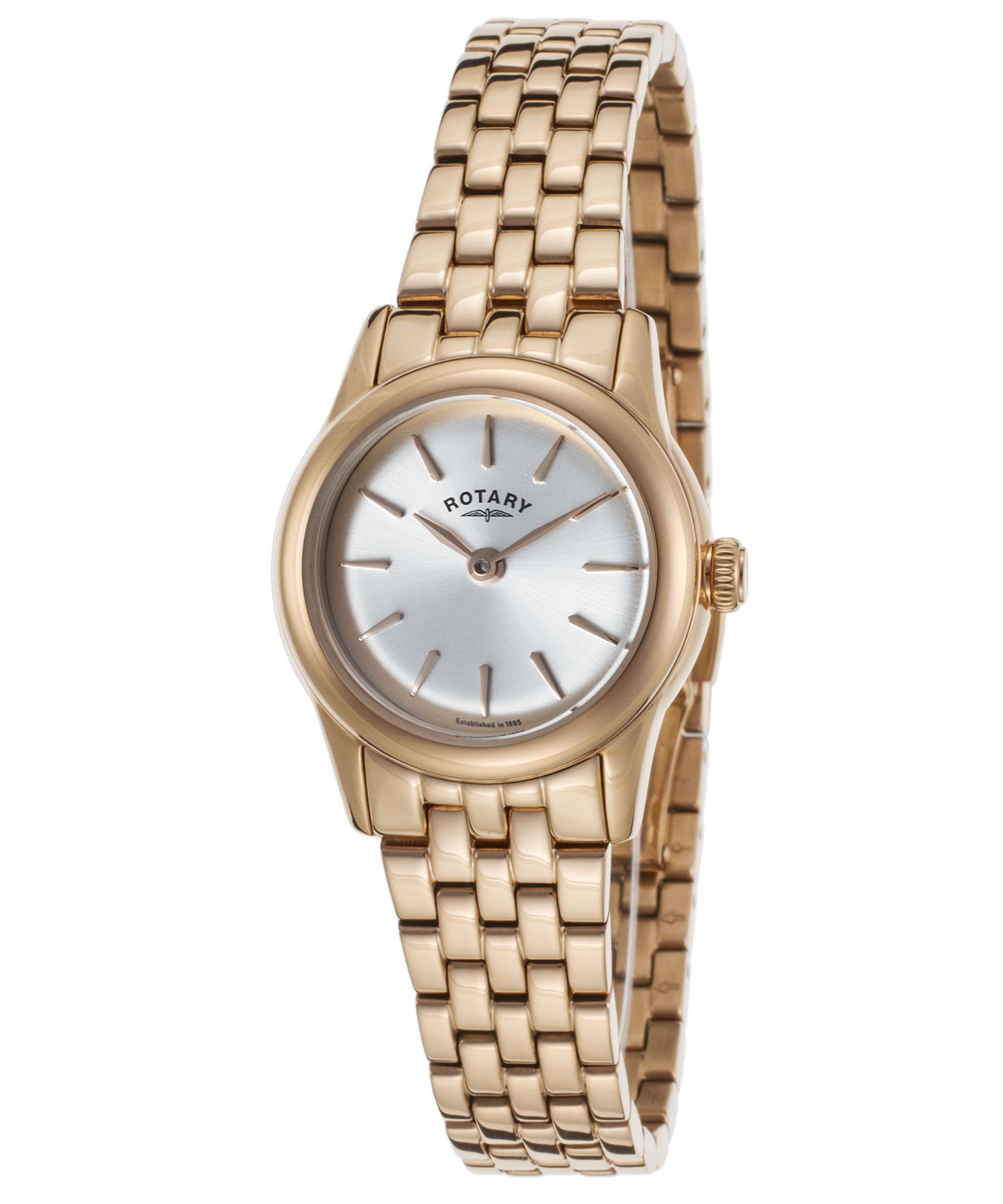 Elegant Rotary Women's Quartz Watch - Silver Dial Analog Display with Rose Gold Stainless Steel Bracelet LB02573/01 - Perfect for Office, Party & Everyday Wear