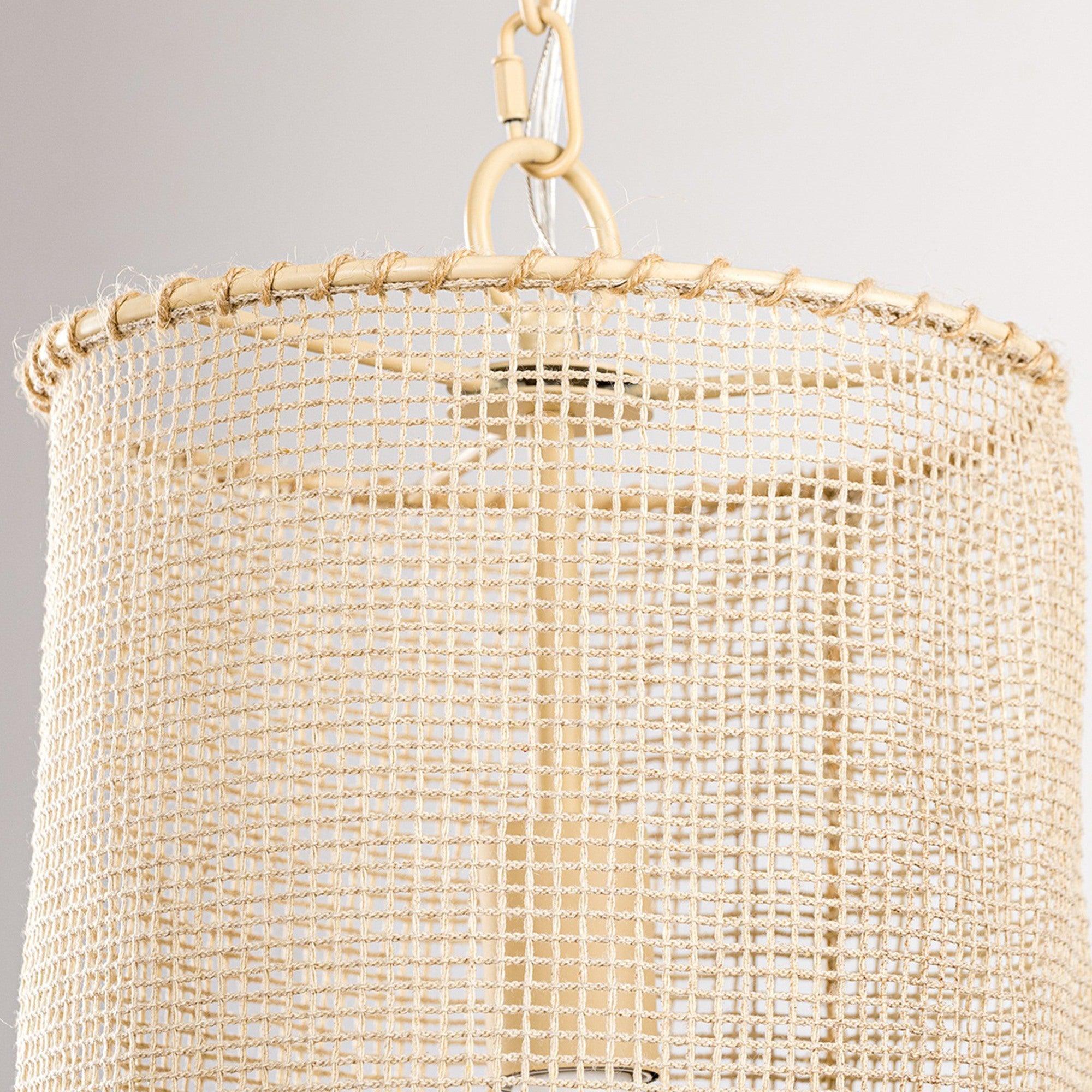Farmhouse Style 1-Light Wooden Beads Pendant Light - Beige Dry Rated Ceiling Fixture for Kitchen Island, Dining Room & Entryway Lighting