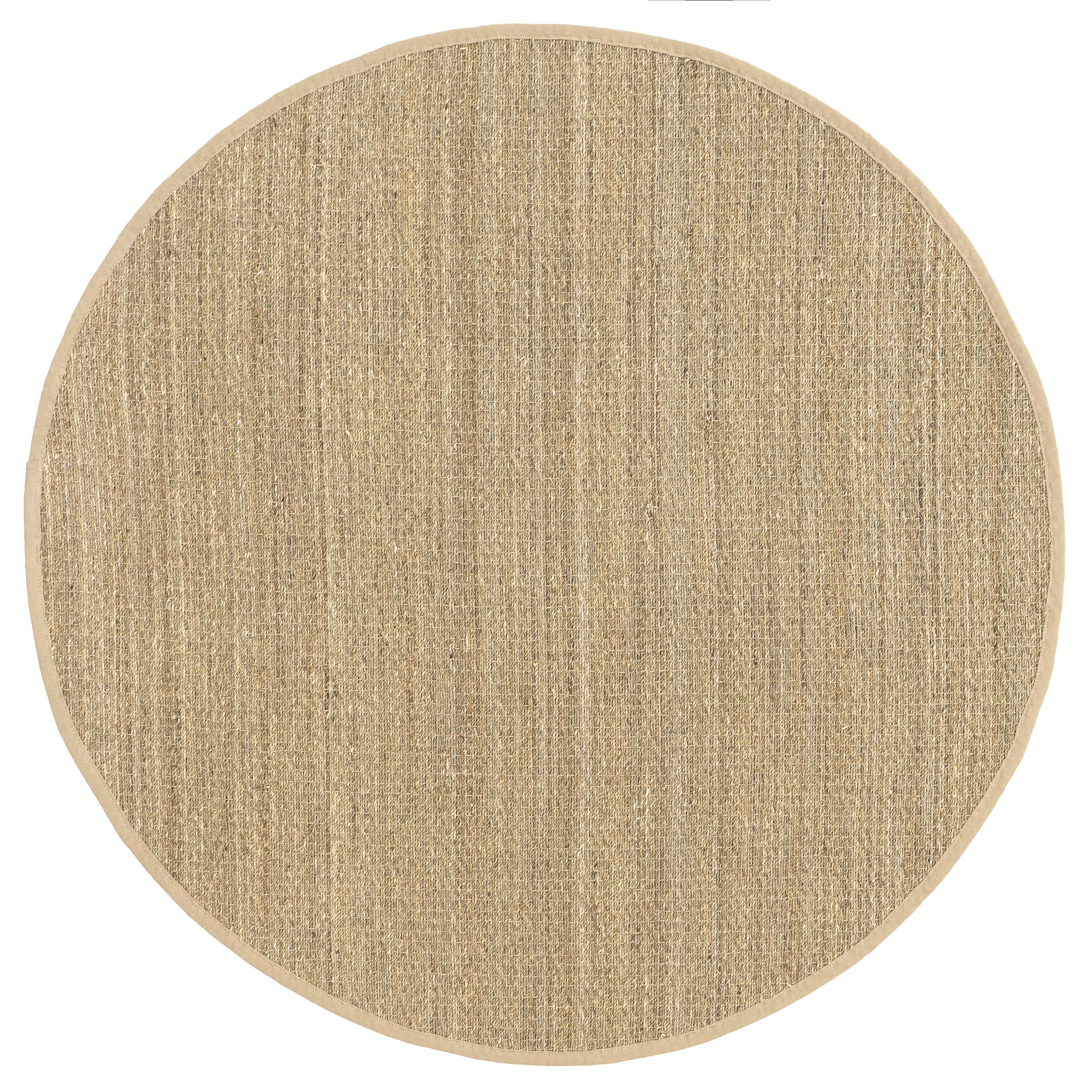 nuLOOM 8' Round Elijah Seagrass Area Rug - Beige Farmhouse Basketweave with Cotton Border | Natural Fiber Handwoven Rug for Bedroom, Living Room, Dining Room, Office, Hallway | Boho Chic Home Decor for Cozy Spaces & Entryways