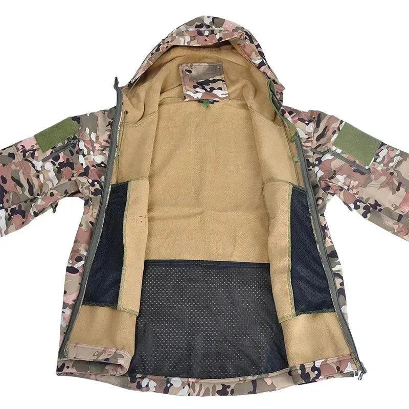 Men's Tactical Waterproof Fleece Jacket - Lightweight Outdoor Windproof Winter Coat for Hiking, Camping & Military Use