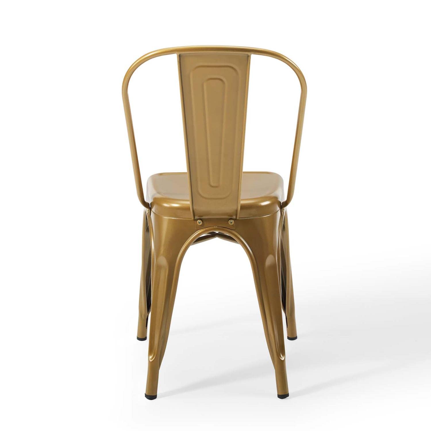 Modway Promenade Industrial Modern Steel Metal Bistro Dining Chairs in Gold - Set of 2 | Stylish Bar Stools for Kitchen, Cafe & Restaurant | Durable Metal Chairs for Indoor & Outdoor Use