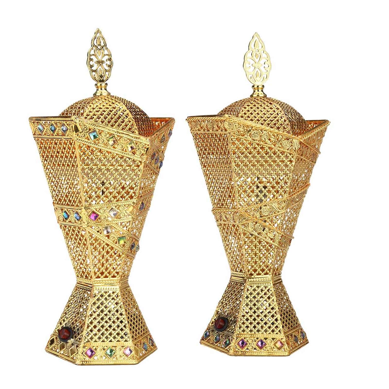 36W Electric Incense Burner & Buddha Candle Holder - Middle Eastern Style Metal Aroma Diffuser for Home, Office & Meditation | Sandalwood Incense Fountain (2PCS, Decorative Spiritual Decor)