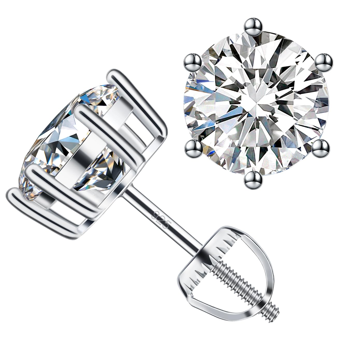 Moissanite Stud Earrings for Women 0.8CT-4CT - 14K Gold Plated Wedding Anniversary Birthday Valentine's Day Christmas Mother's Day Gifts for Wife, Mom, Girlfriend - Perfect for Everyday Wear, Date Nights & Special Occasions
