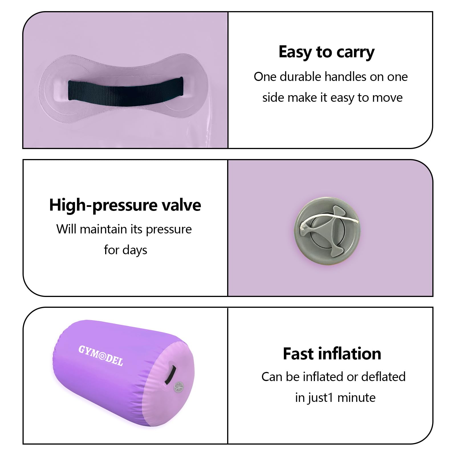 Inflatable Gymnastics Barrel Roller - Air Tumbling Mat for Back Handspring Training, Cheerleading & Yoga | Portable Home & Outdoor Use with Pump | Perfect for Gymnasts, Cheerleaders & Fitness Enthusiasts