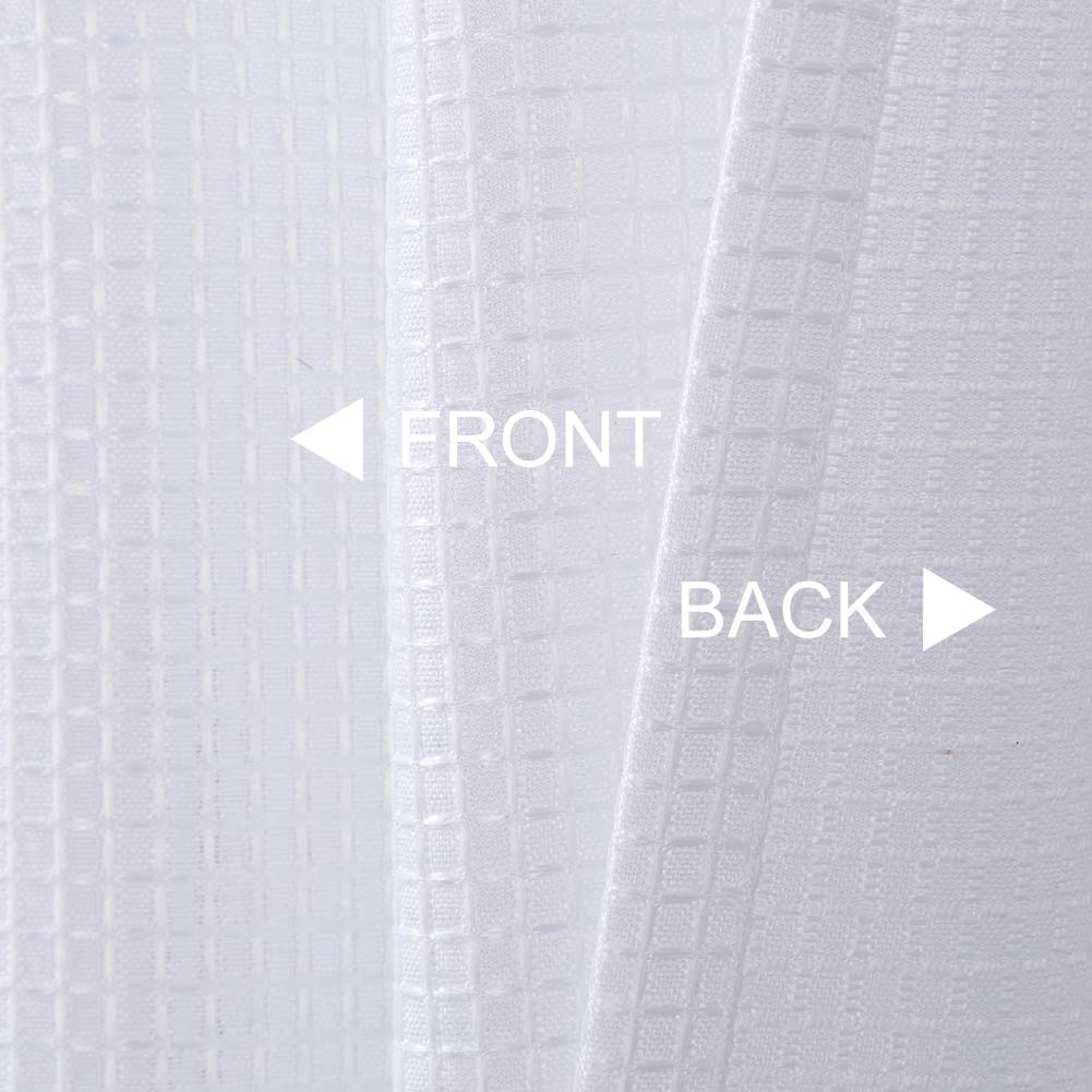CAROMIO 36 Inch Waffle Woven Textured Cafe Curtains - Short Tier Kitchen Window Treatments for Bathroom & Cafe Decor, White - Perfect for Farmhouse Style Homes & Cozy Coffee Shops