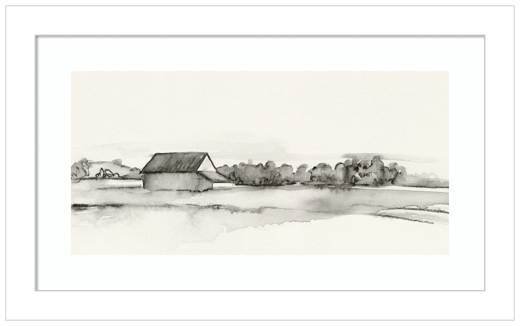 Amanti Art Wood Framed Wall Art Print - Wyeth Barn I by Emma Caroline, 13x8 Inches, Svelte White Frame - Perfect for Living Room, Bedroom & Office Decor