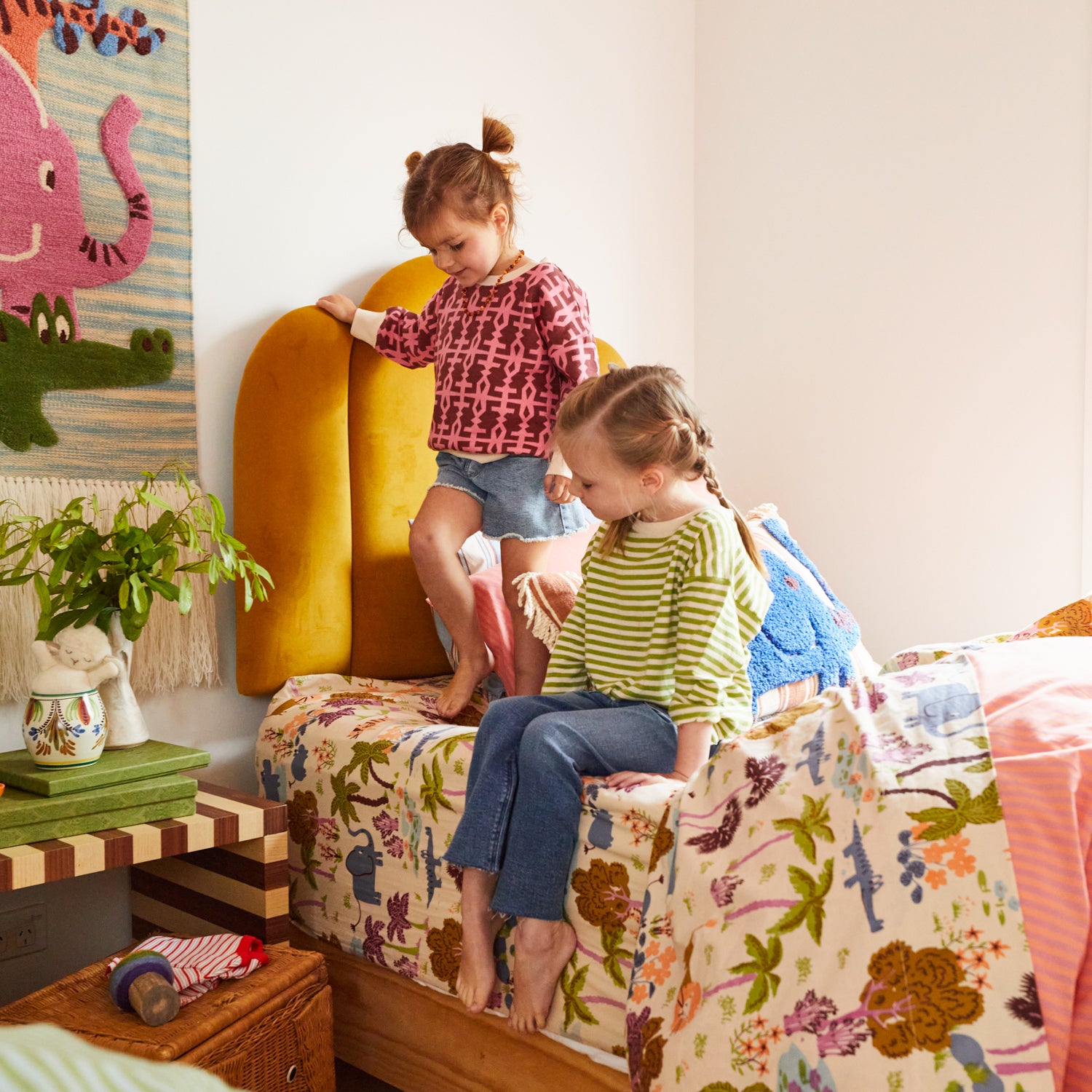 Kaeya Kids Knit Top with Palm Print - Soft Cotton Short Sleeve Shirt for Boys & Girls - Perfect for Summer, School, and Playtime