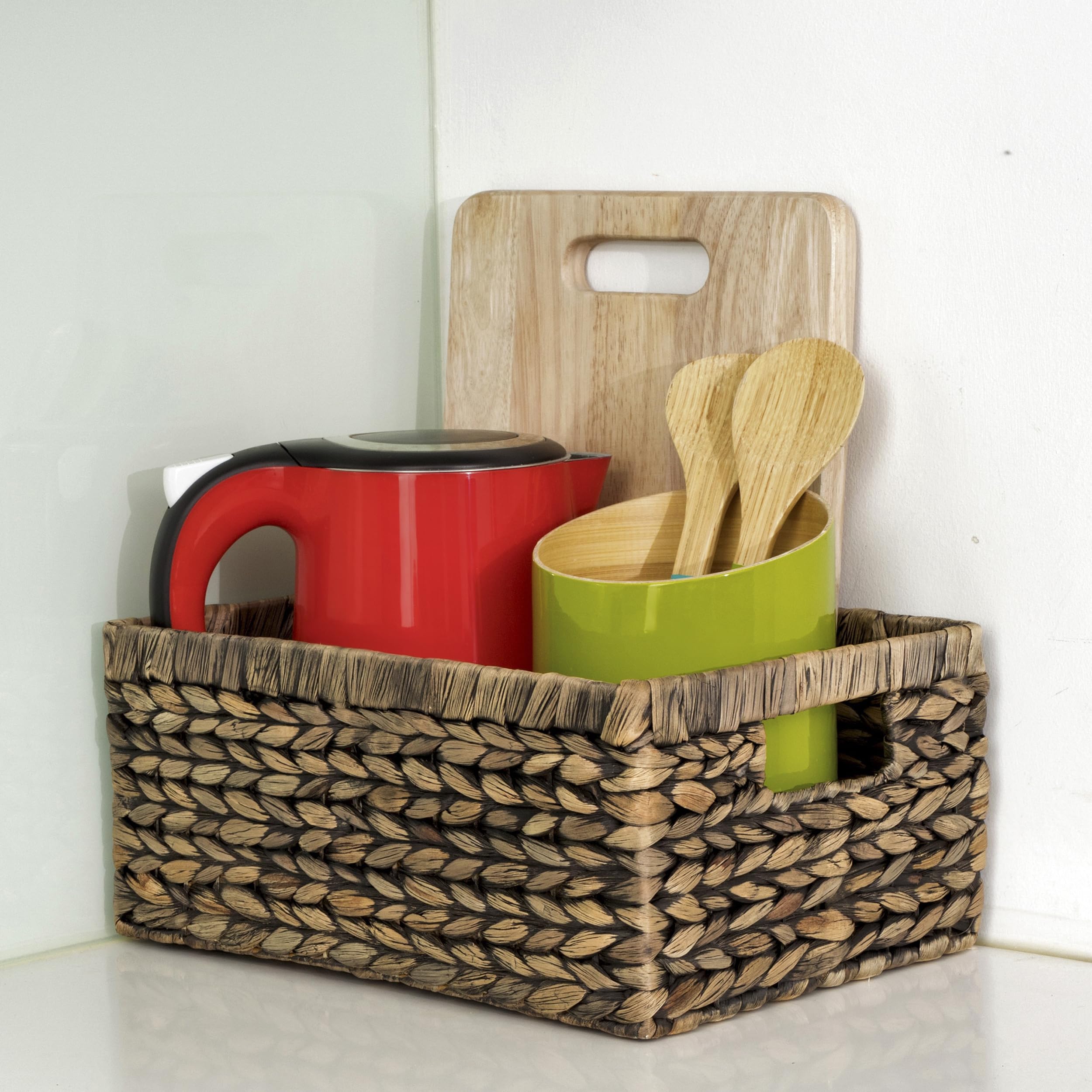 CENBOSS Large Black Wash Wicker Basket - 1PC Rattan Storage Basket for Shelves, Woven Seagrass Organizer | Perfect for Home Decor, Bathroom Storage & Closet Organization