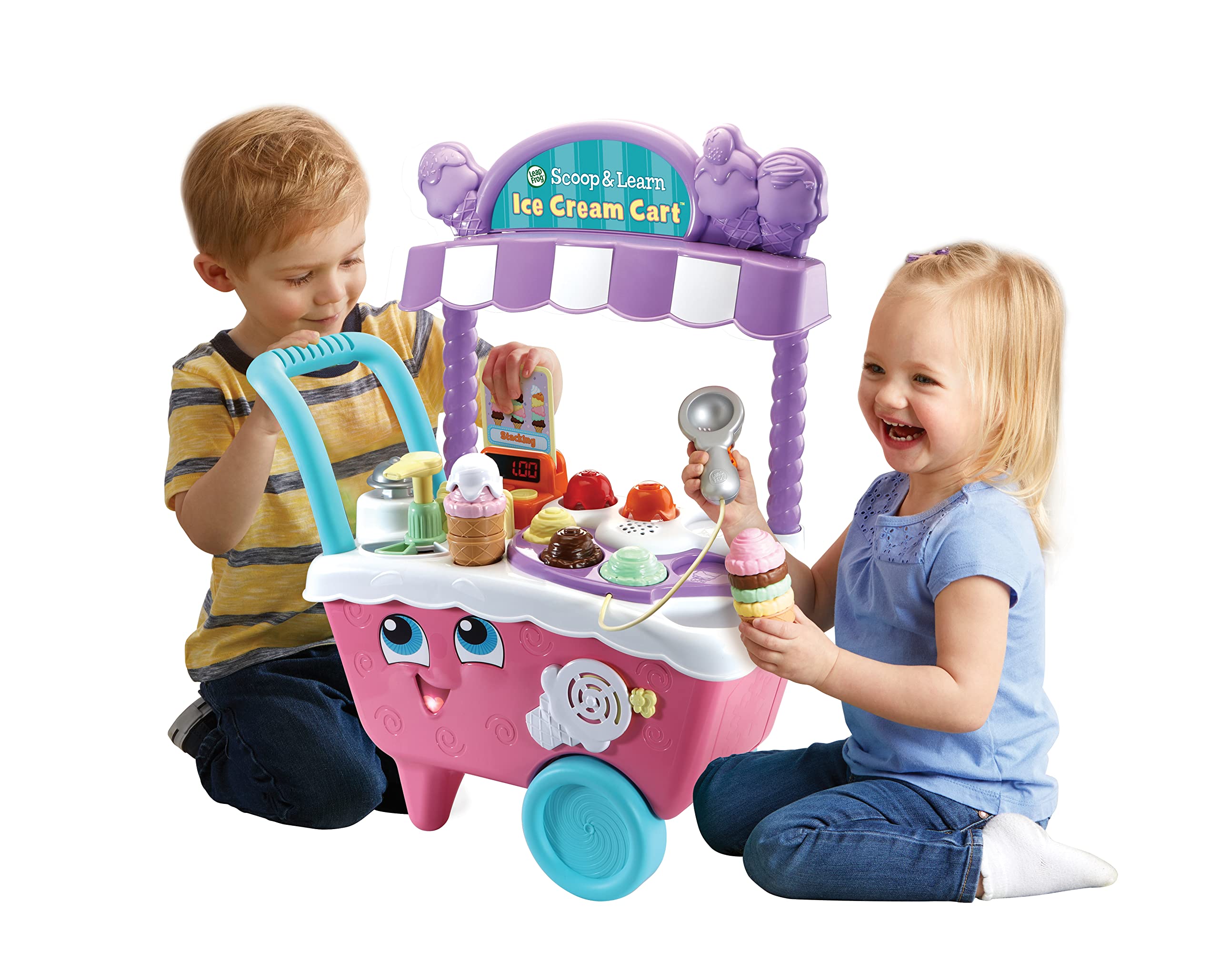 LeapFrog Scoop & Learn Ice Cream Cart - Pink, 8.5 x 20.3 x 24.9 inches (VTech 600753) - Educational Toy for Toddlers Ages 2+ | Pretend Play, Fine Motor Skills & Color Learning | Amazon Exclusive
