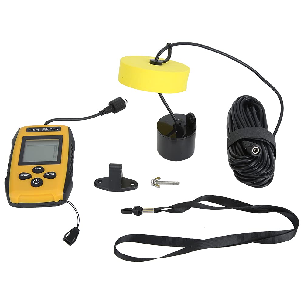 Rehomy Portable LCD Ultrasonic Fish Finder with 240ft Depth Sensor - Underwater Fishing Detector for Boats, Kayaks & Ice Fishing (Black) - Perfect for Freshwater & Saltwater Anglers
