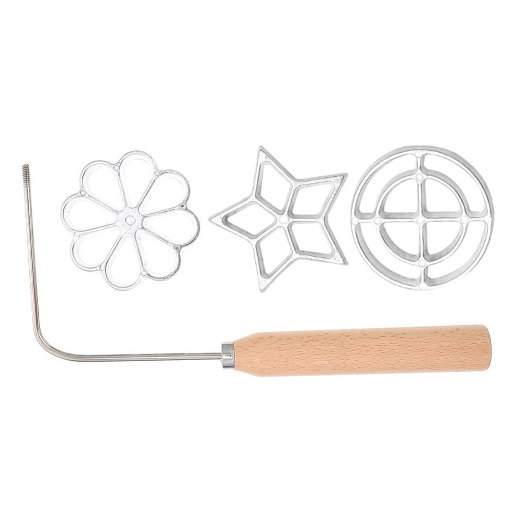 UPKOCH Waffle Maker & Funnel Cake Set - Aluminum Swedish Dough Mold with Wooden Handle for Homemade Bunuelos, Cookies & Fried Snacks | Perfect for Breakfast, Desserts & Party Cooking