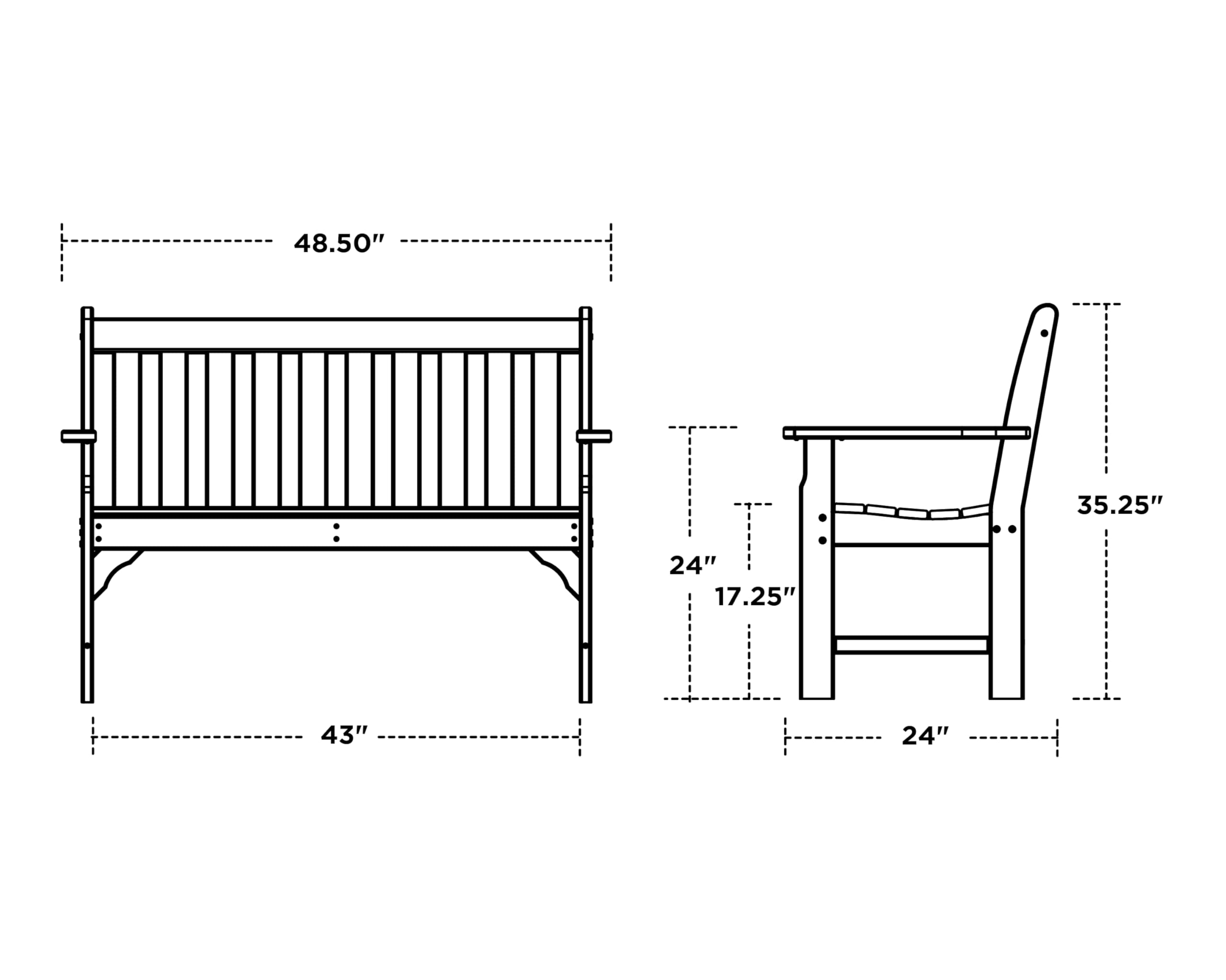 POLYWOOD GNB48MA 48-Inch Vineyard Outdoor Bench in Mahogany - Durable & Weather-Resistant Patio Furniture for Garden, Deck, and Backyard