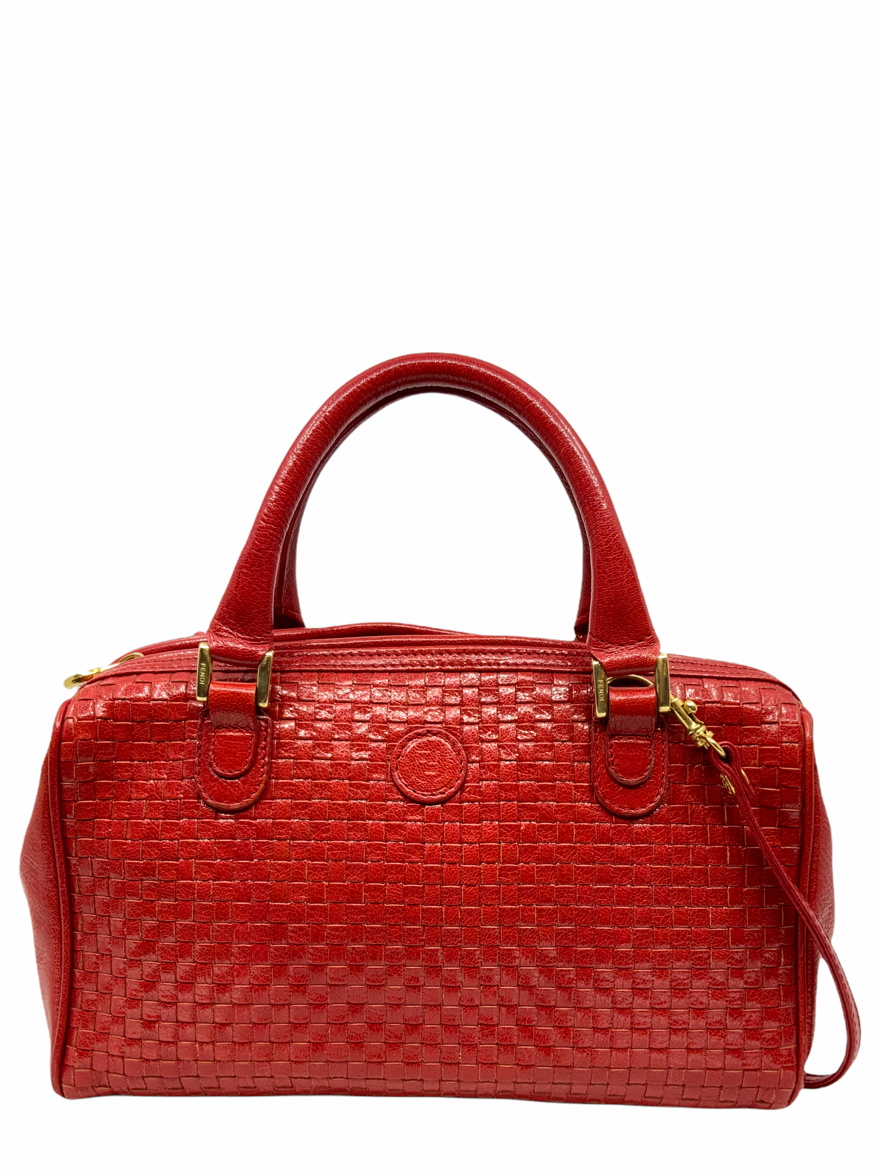 Fendi Vintage Woven Leather Top Handle Crossbody Bag for Women | Luxury Designer Shoulder Purse | Perfect for Date Night, Office & Travel Accessories