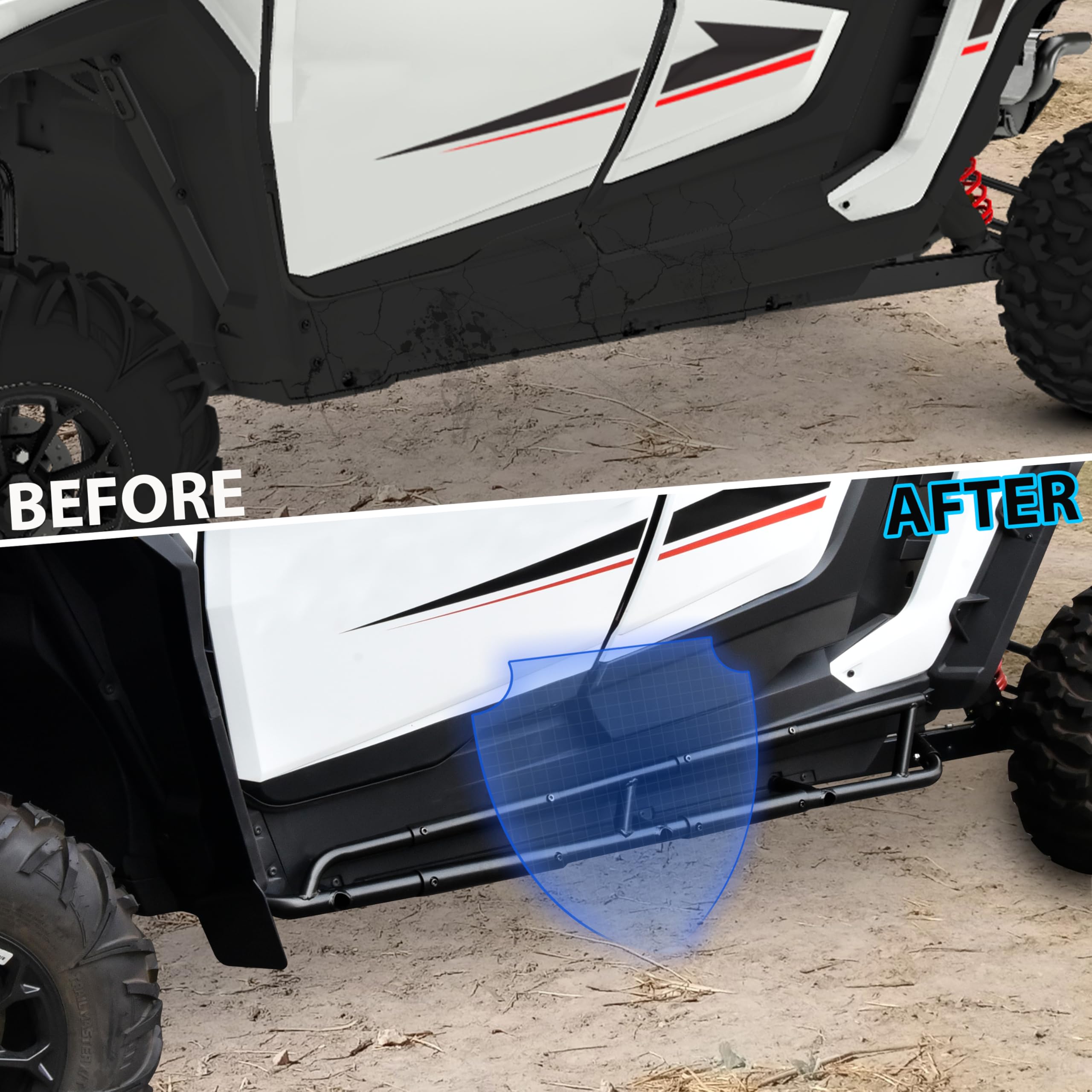 SAUTVS Black Nerf Bars Rock Sliders for Polaris RZR XP4 1000 (2024-2025) - Heavy Duty Side Bumper Guard, Low Profile Side Steps & Tree Kickers for Off-Road Protection - Perfect for Trail Riding, Rock Crawling & 4-Seat UTV Adventures