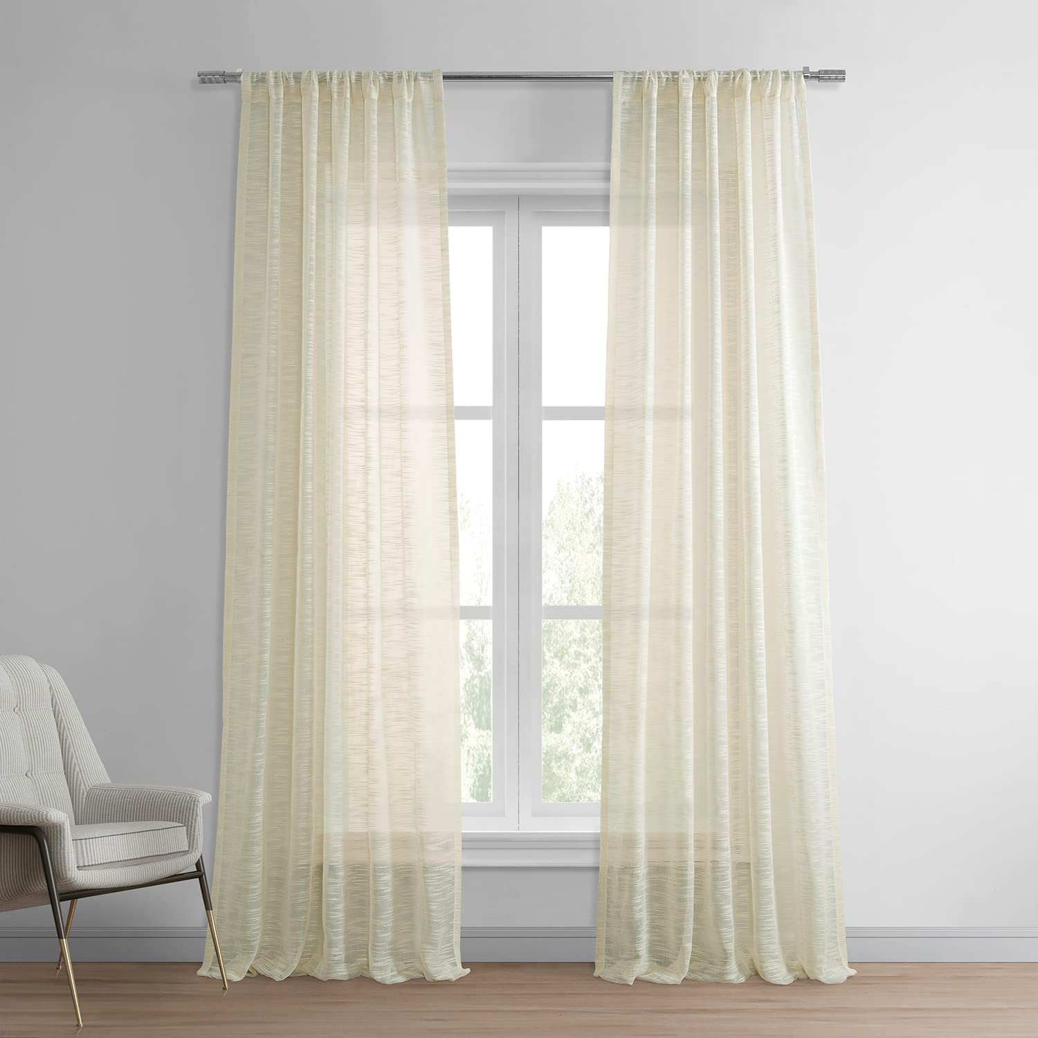 HPD Half Price Drapes SHLNCH-J0105-108 Linen Sheer Curtain Panel (50