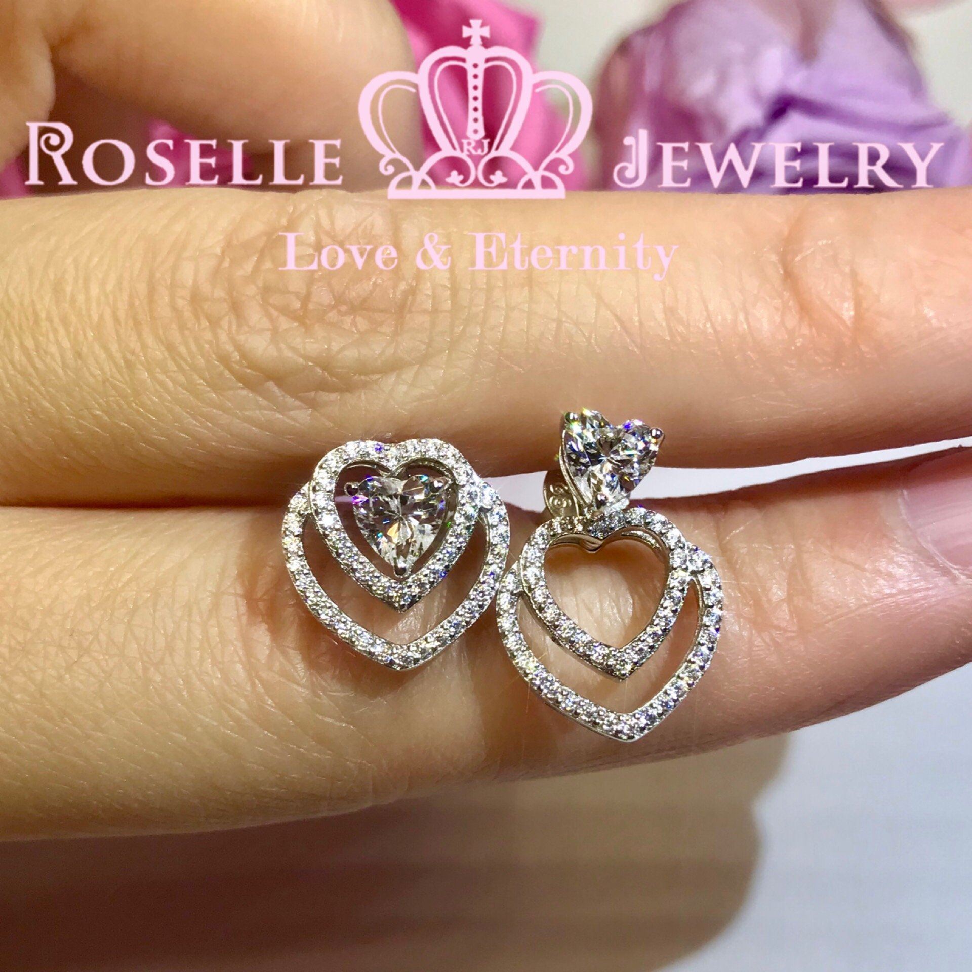 Detachable Heart Shape Halo Stud Earrings for Women - 14K Gold Plated Cubic Zirconia Earrings - Valentine's Day Gift, Anniversary Present, Romantic Date Night Jewelry