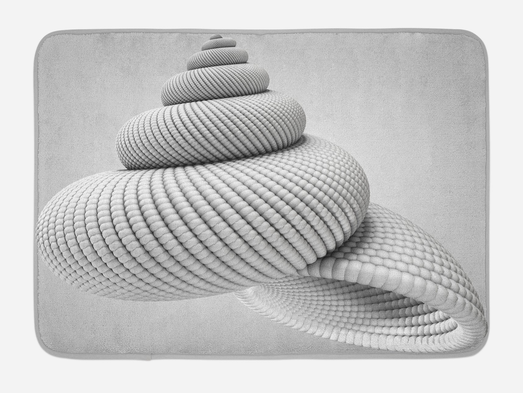 Ambesonne Spires Plush Bath Mat - Non-Slip Shell Shaped Geometric Design, 30.2 x 20 Inches, White - Soft Bathroom Rug for Modern Decor & Spa-Like Comfort