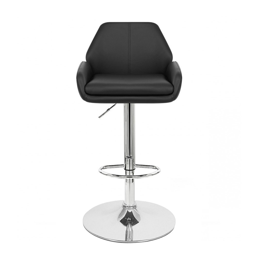 Set of 4 Tesla Modern Leather Adjustable Bar Stools - Black Licorice for Kitchen Island & Home Bar
