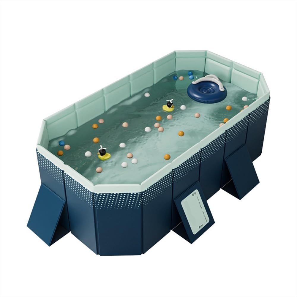 Foldable Rectangular Above Ground Swimming Pool - 6.9ft Large Outdoor Summer Non-Inflatable Pool with 19 Accessories, 2024 Innovative Design for Backyard, Garden, and Indoor Use