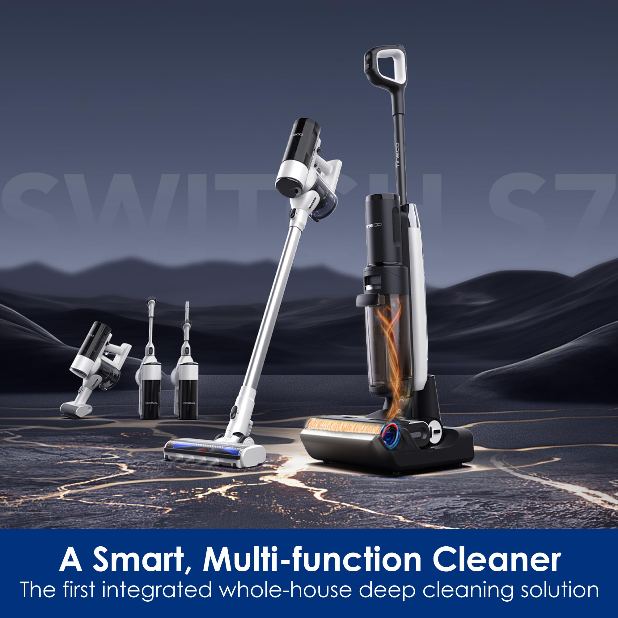 Tineco Floor ONE Switch S7 Cordless Wet Dry Vacuum Cleaner - Smart Multi-Function Floor Washer with Self-Cleaning, 65Min Runtime & ZeroTangle Brush for Whole-House Cleaning - Perfect for Hardwood Floors, Tile & Pet Hair Removal