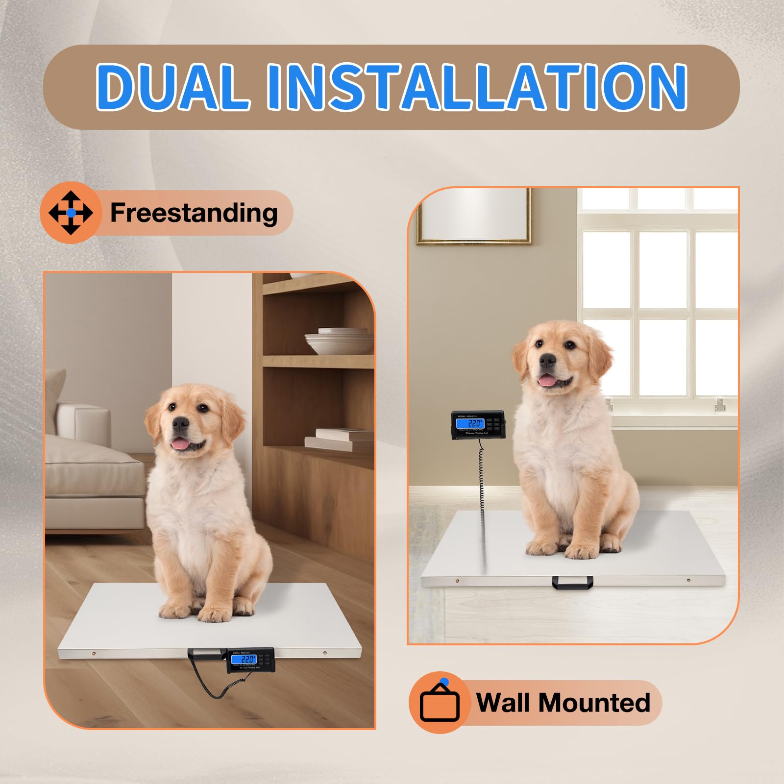 660LB Heavy Duty Digital Veterinary Scale - Large Platform Livestock Scale for Pets, Cats, Dogs & Cattle | Includes Power Adapter | Perfect for Vet Clinics, Farms & Animal Weighing Stations